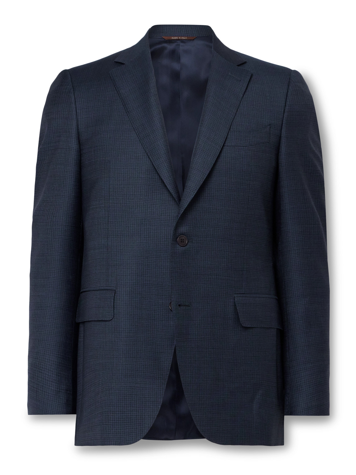 Canali Checked Super 130s Wool Suit Jacket In Blue