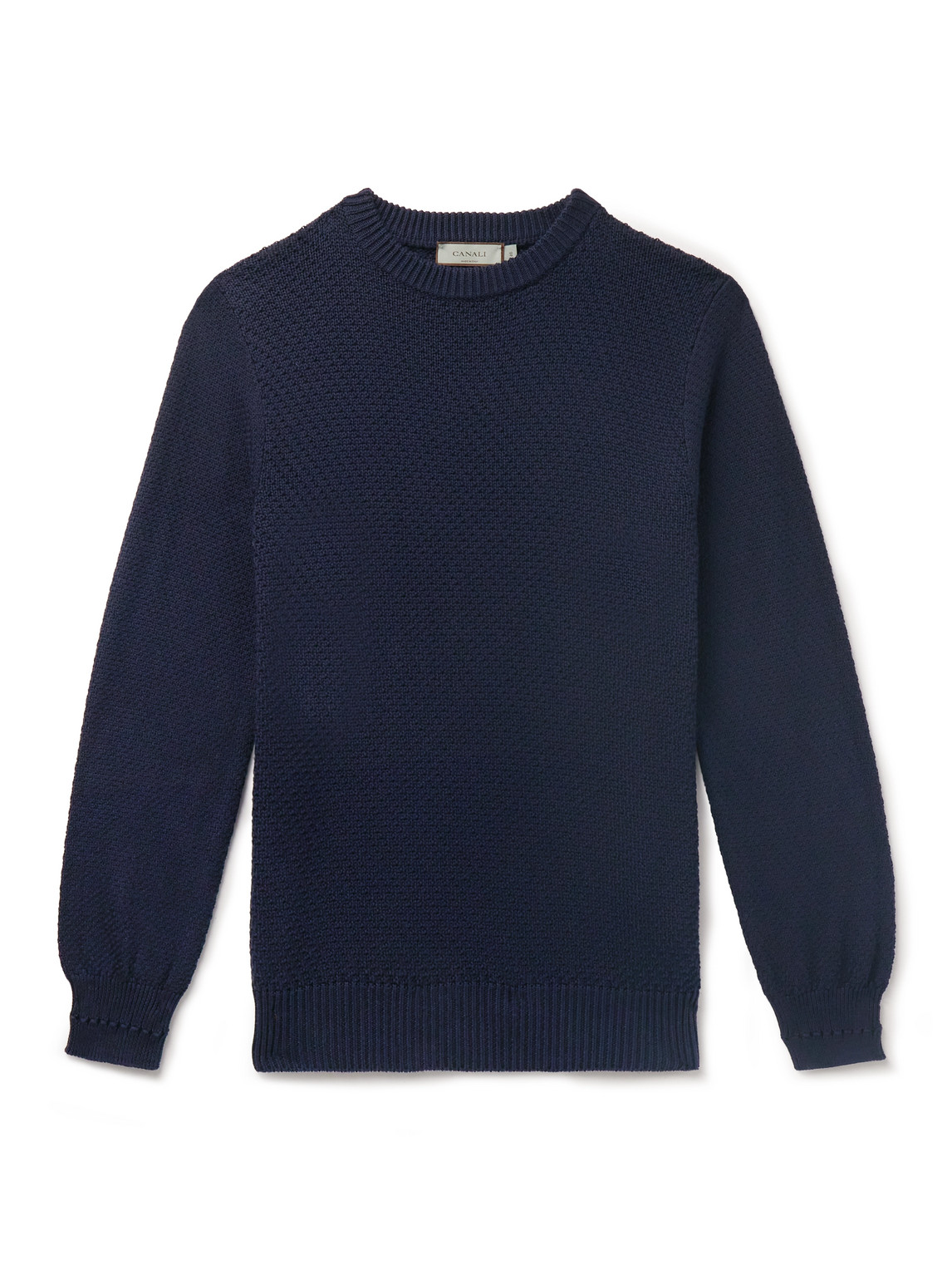 Canali Textured-cotton Sweater In Blue
