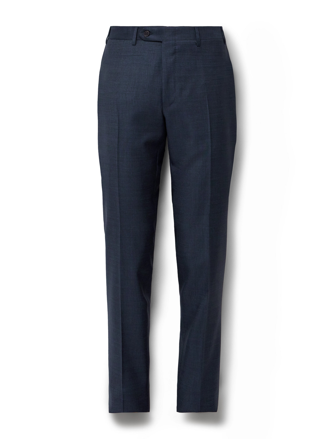 Canali Slim-fit Checked Super 130s Wool Suit Trousers In Blue