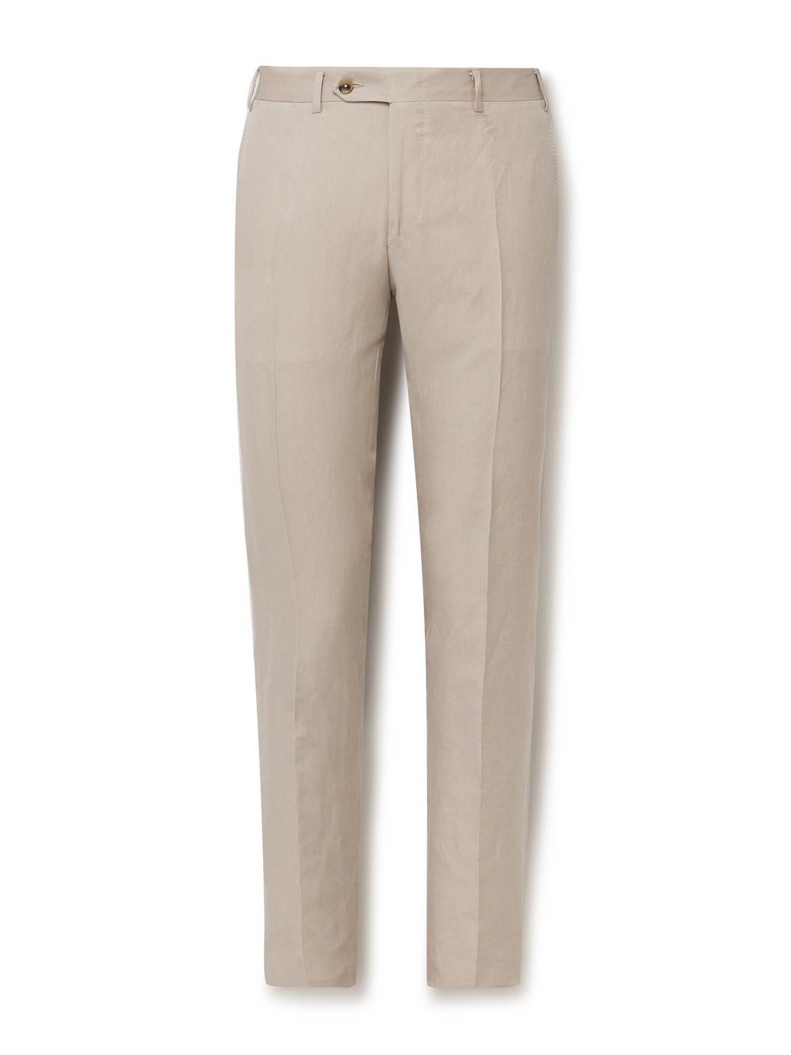 Canali Kei Slim-fit Tapered Linen And Silk-blend Suit Trousers In Neutrals