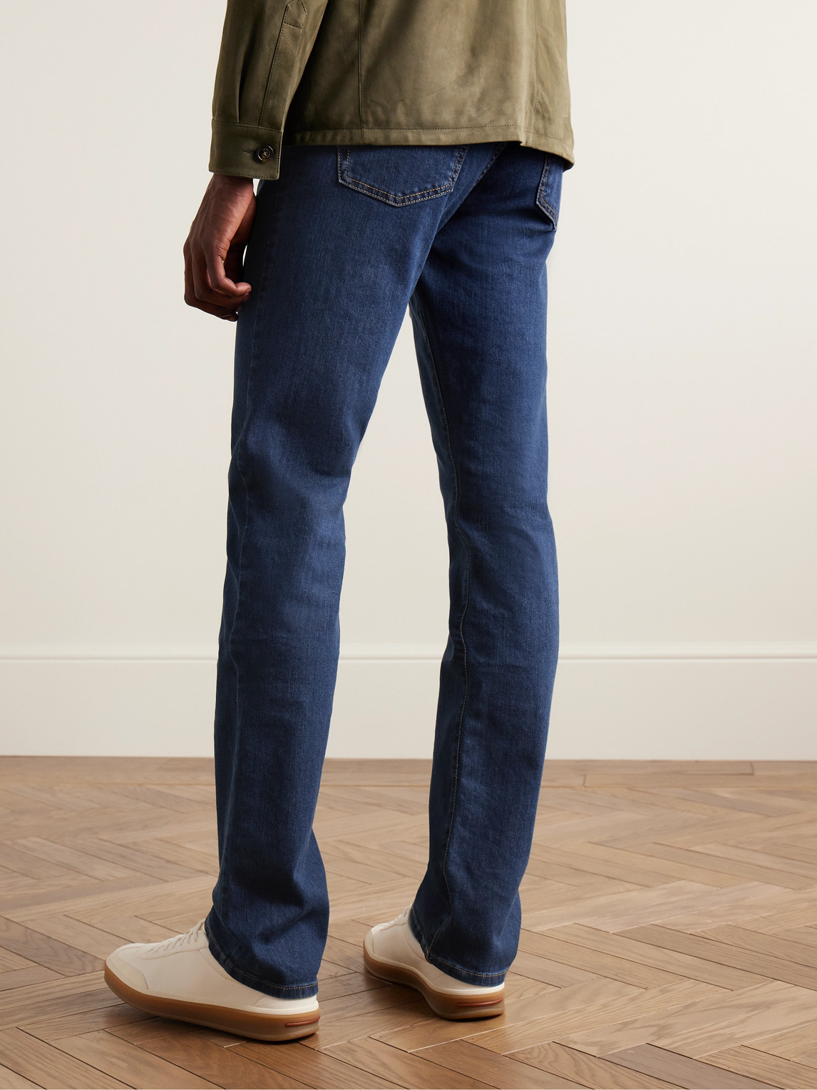 Shop Canali Slim-fit Straight-leg Jeans In Blue