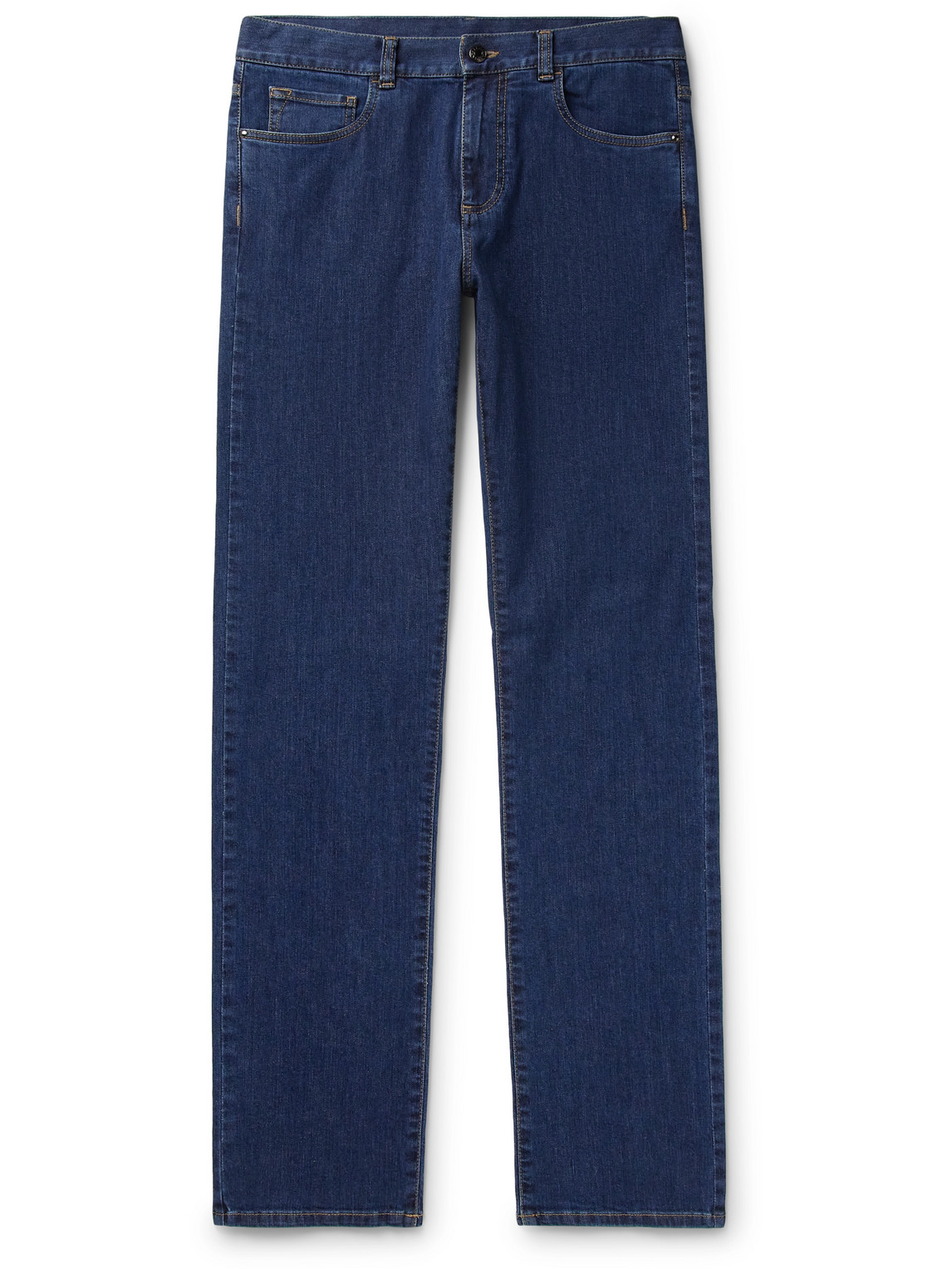 Canali Stretch New Straight Fit Jeans In Blue Denim