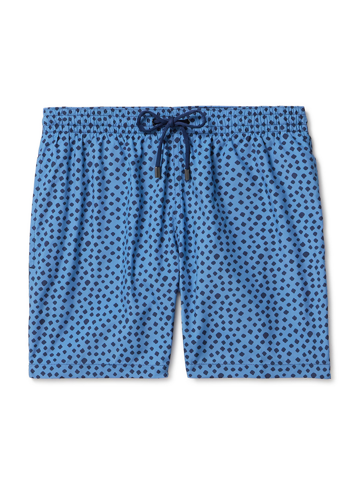 Canali Straight-leg Mid-length Polka-dot Swim Shorts In Blue