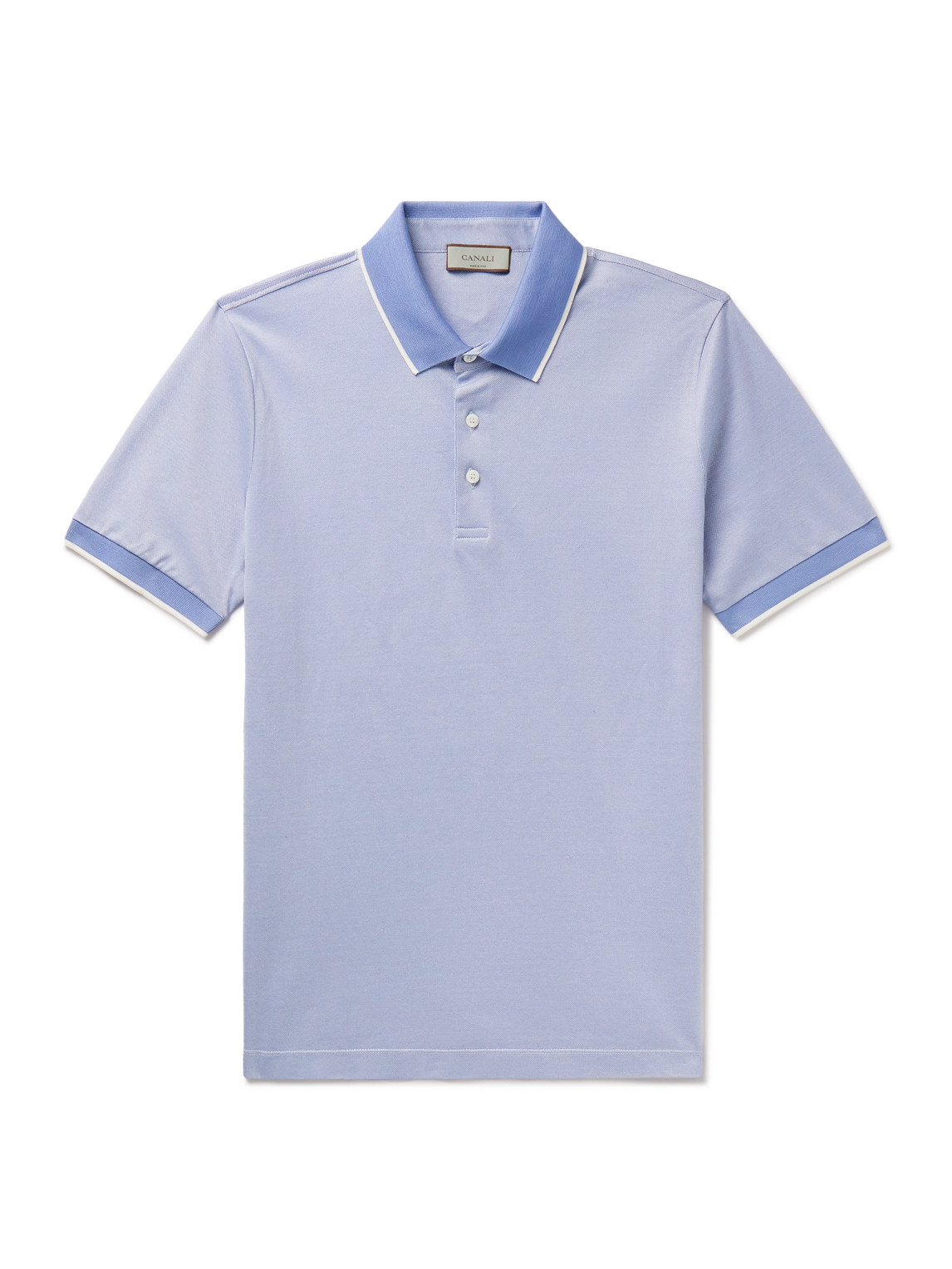 Canali Cotton-piqué Polo Shirt In Blue