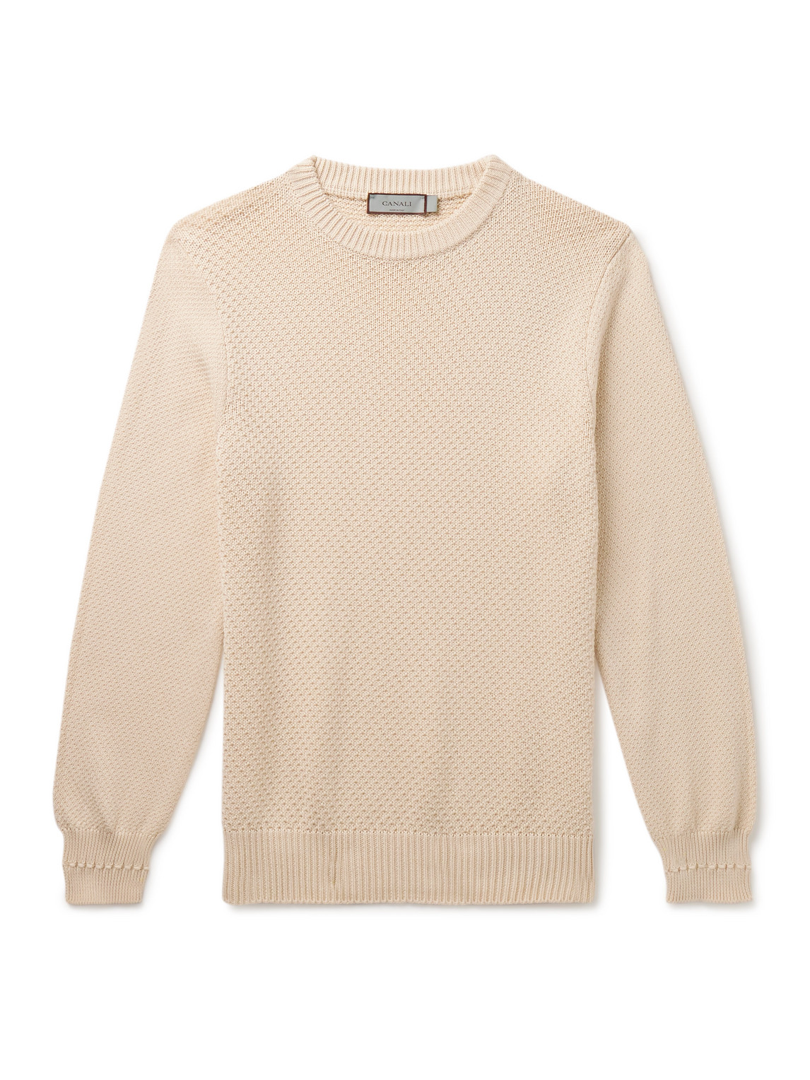 Canali Textured-cotton Sweater In Neutrals
