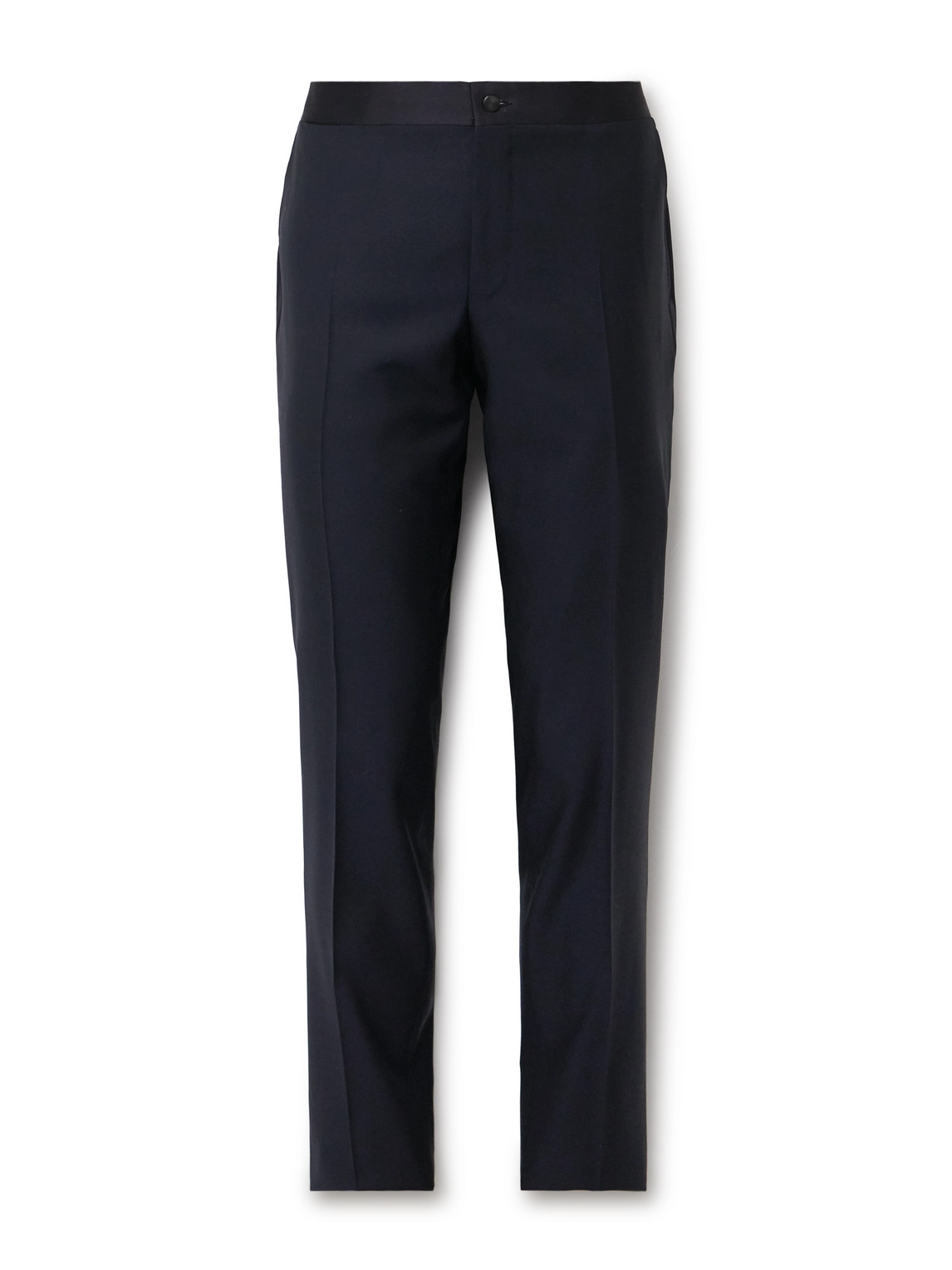 Canali Slim-fit Satin-trimmed Wool Tuxedo Trousers In Blue