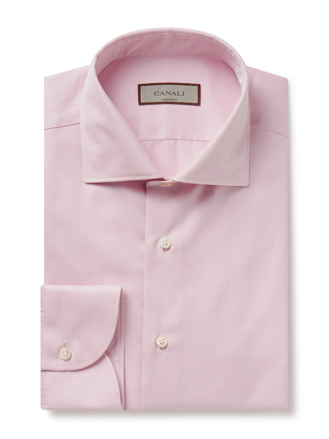 Canali Slim-fit Cutaway-collar Cotton-twill Shirt In Pink