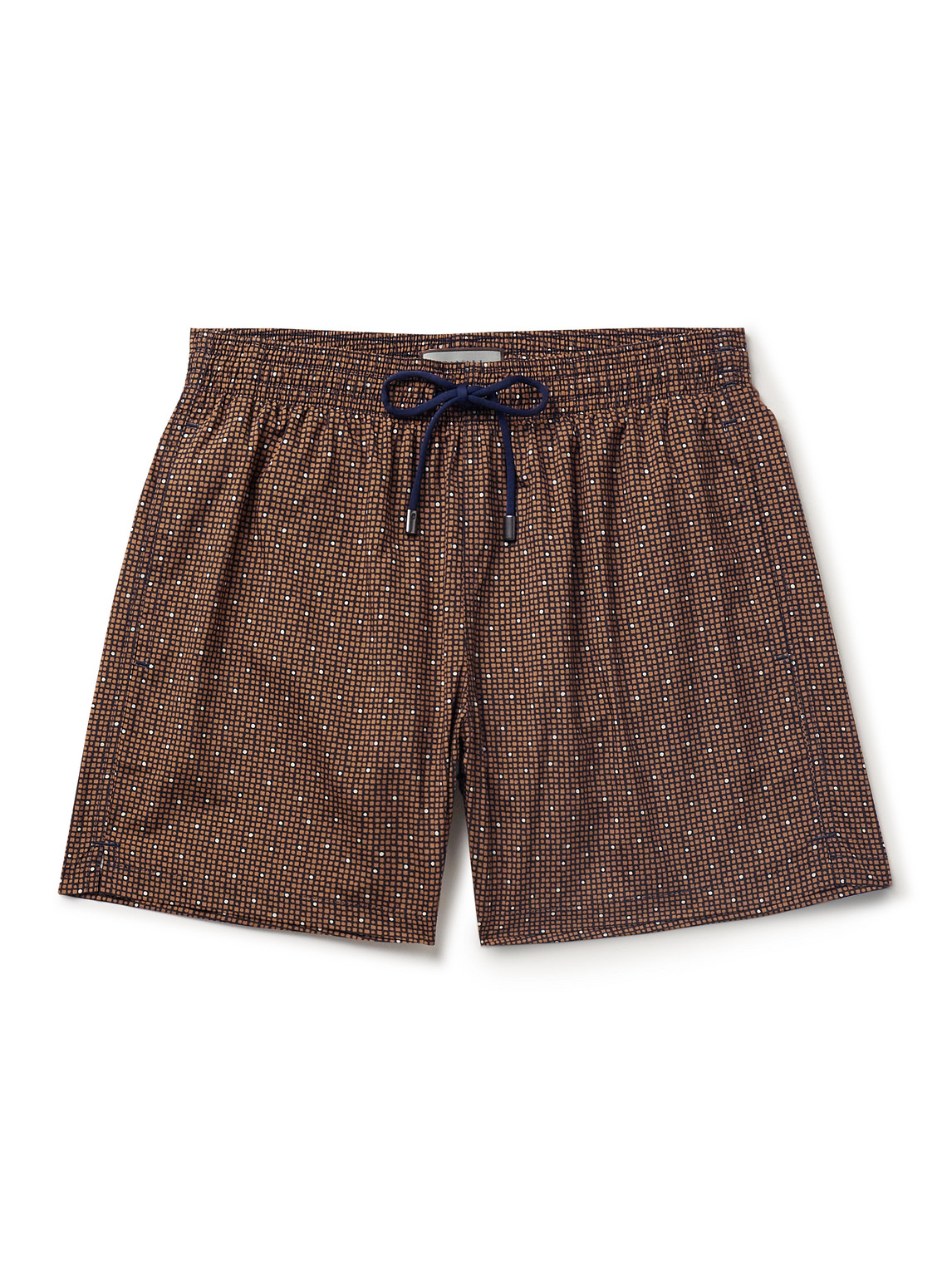 Canali Straight-leg Mid-length Printed Swim Shorts In Brown
