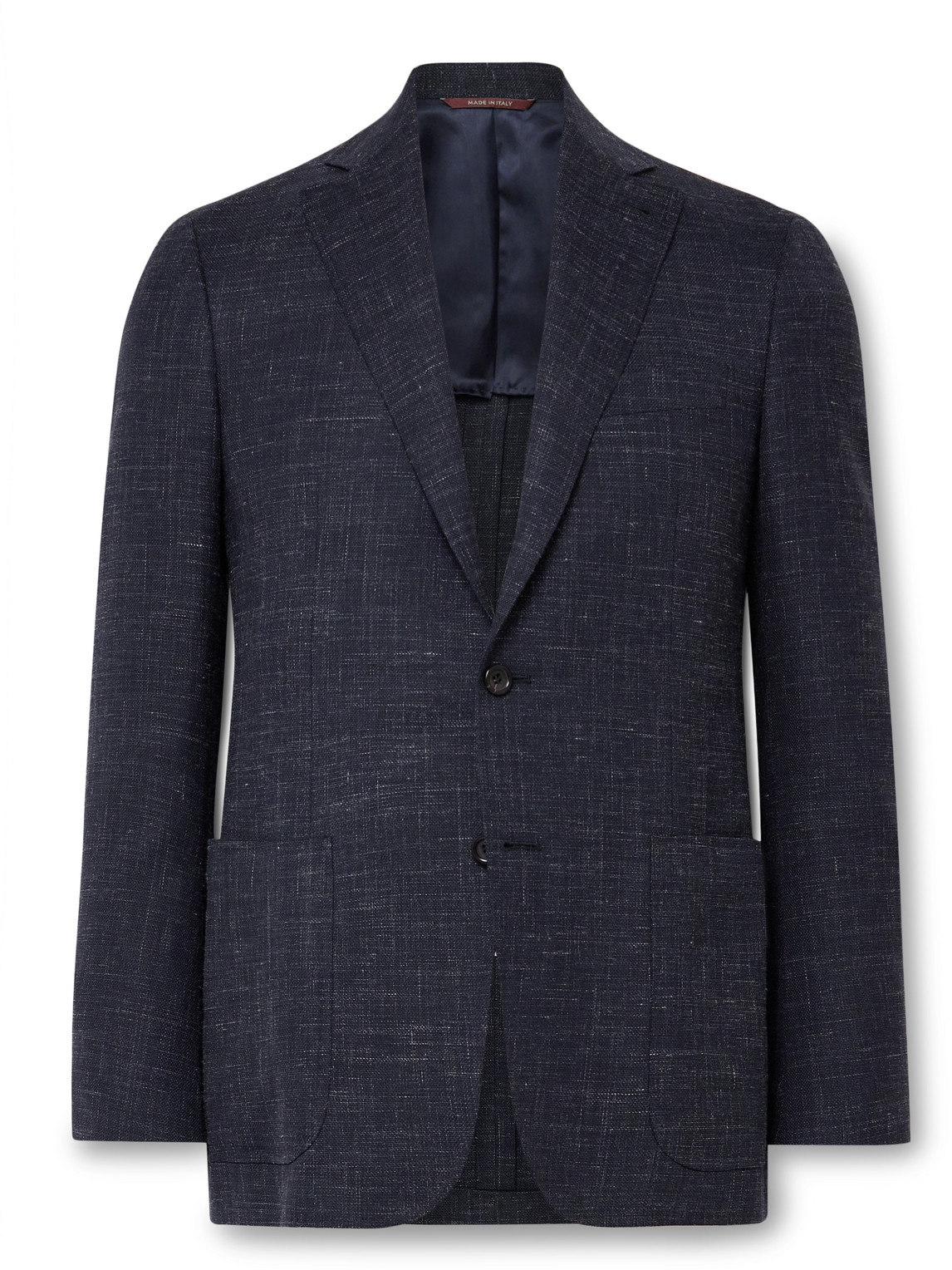 Canali Kei Slim-fit Wool-blend Tweed Blazer In Blue