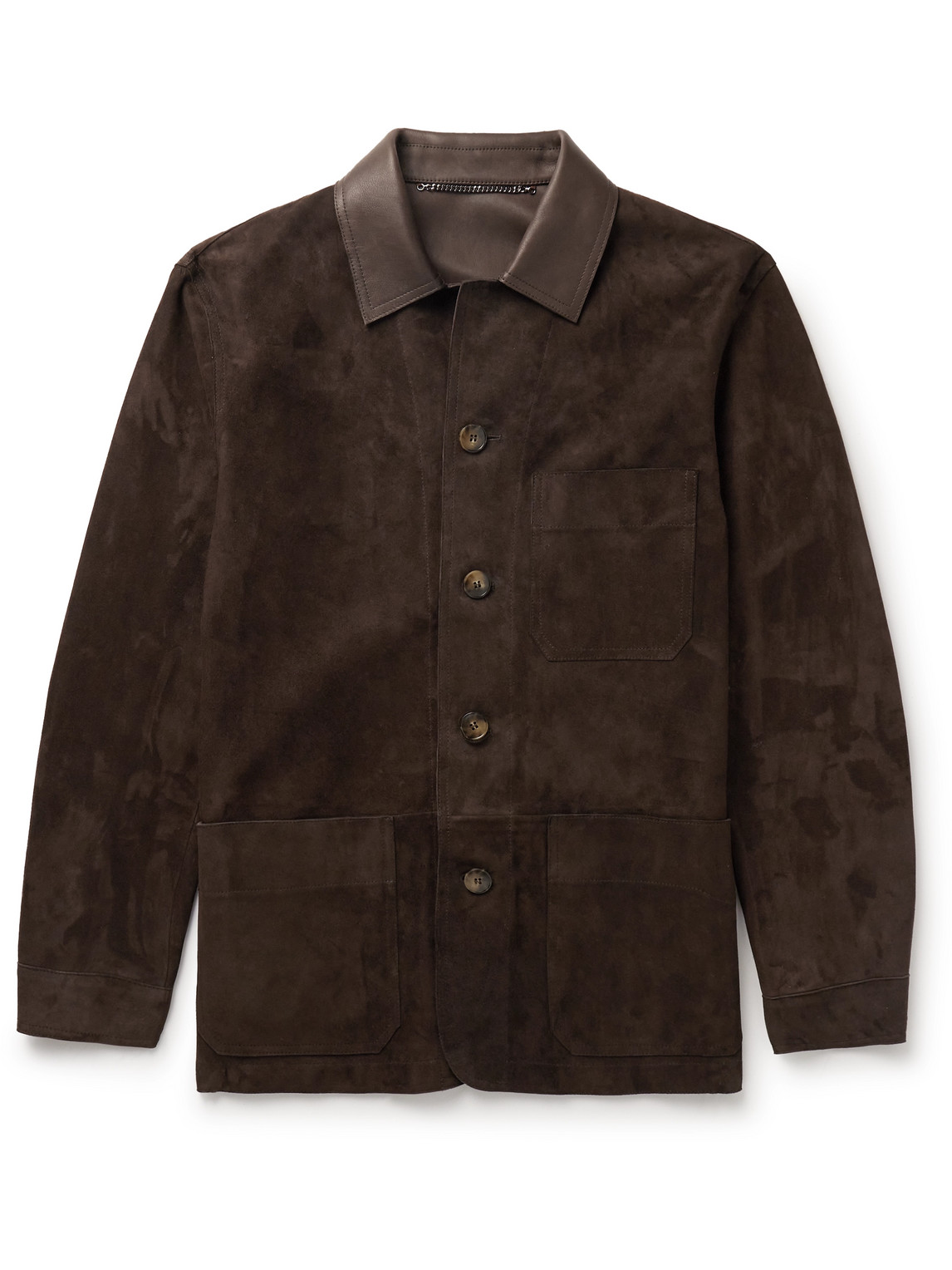 Canali Leather-trimmed Suede Chore Jacket In Brown