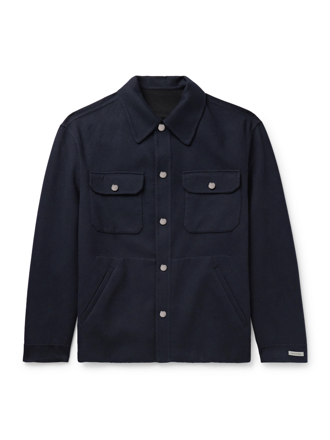 Canali Reversible Double-faced Wool-felt Overshirt In Blue
