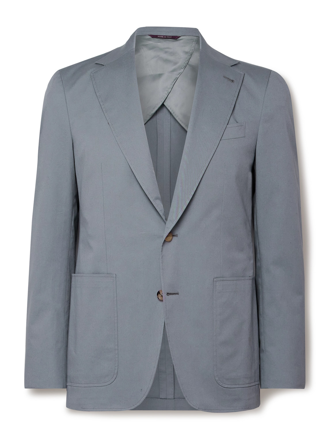 Canali Kei Unstructured Cotton-blend Suit Jacket In Blue