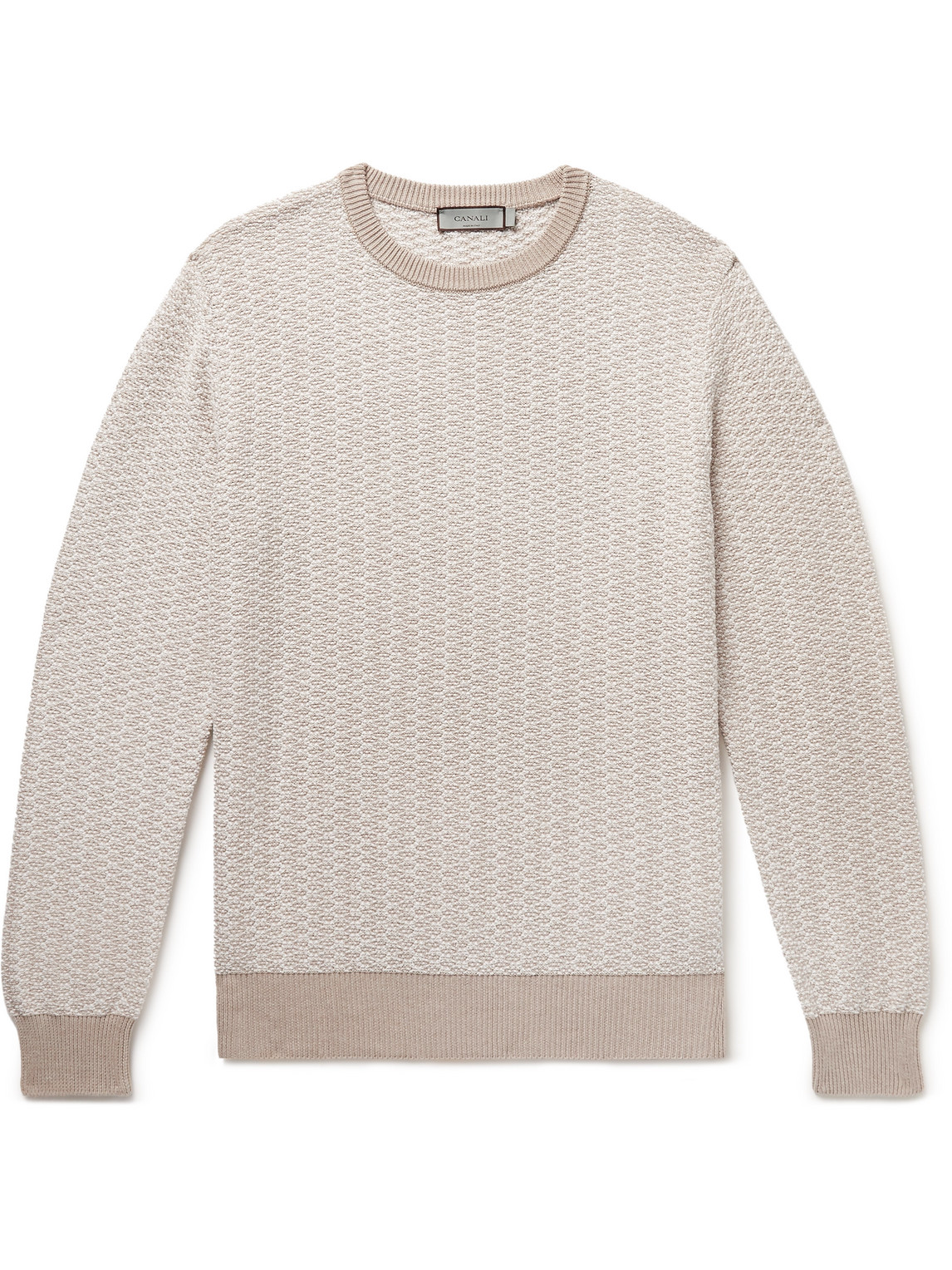 Canali Textured-knit Cotton-blend Sweater In Neutrals