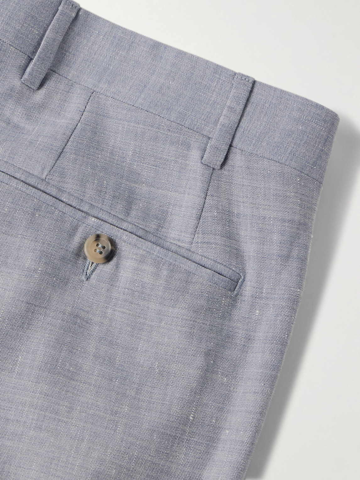 Canali Kei Slim-fit Linen And Wool-blend Suit Trousers In Blue