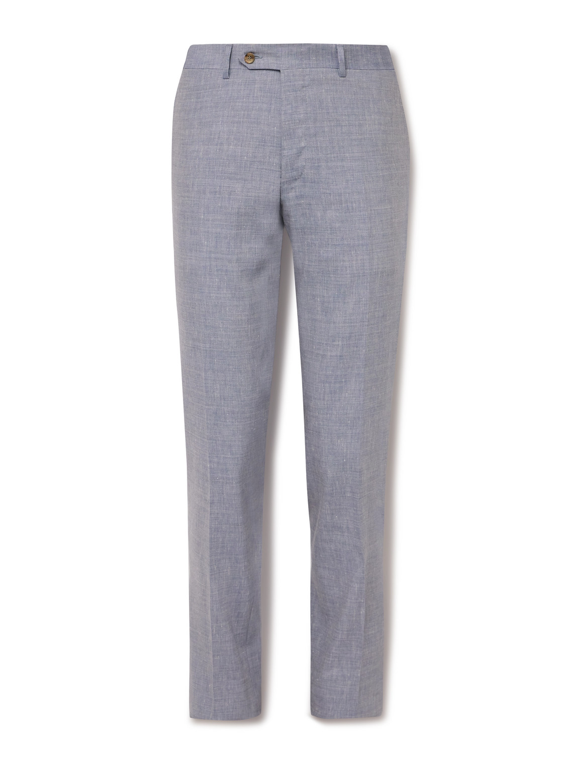 Canali Kei Slim-fit Linen And Wool-blend Suit Trousers In Blue