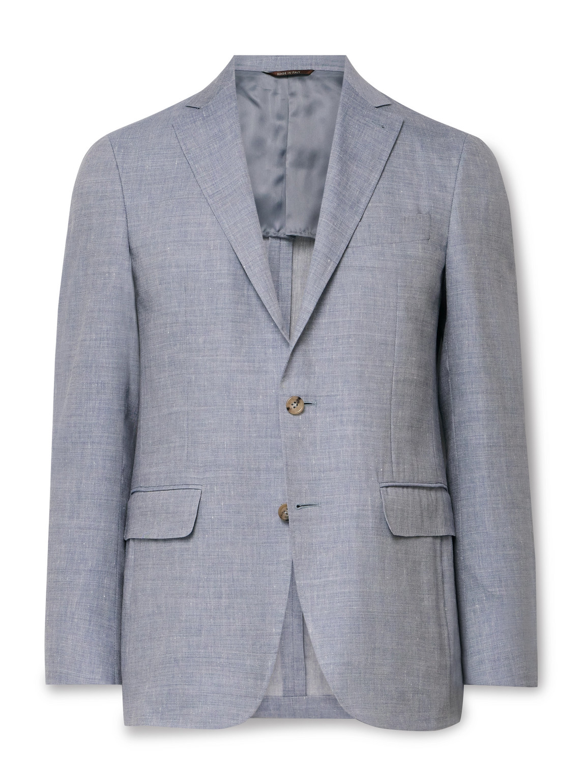 Canali Kei Slim-fit Linen And Wool-blend Suit Jacket In Blue