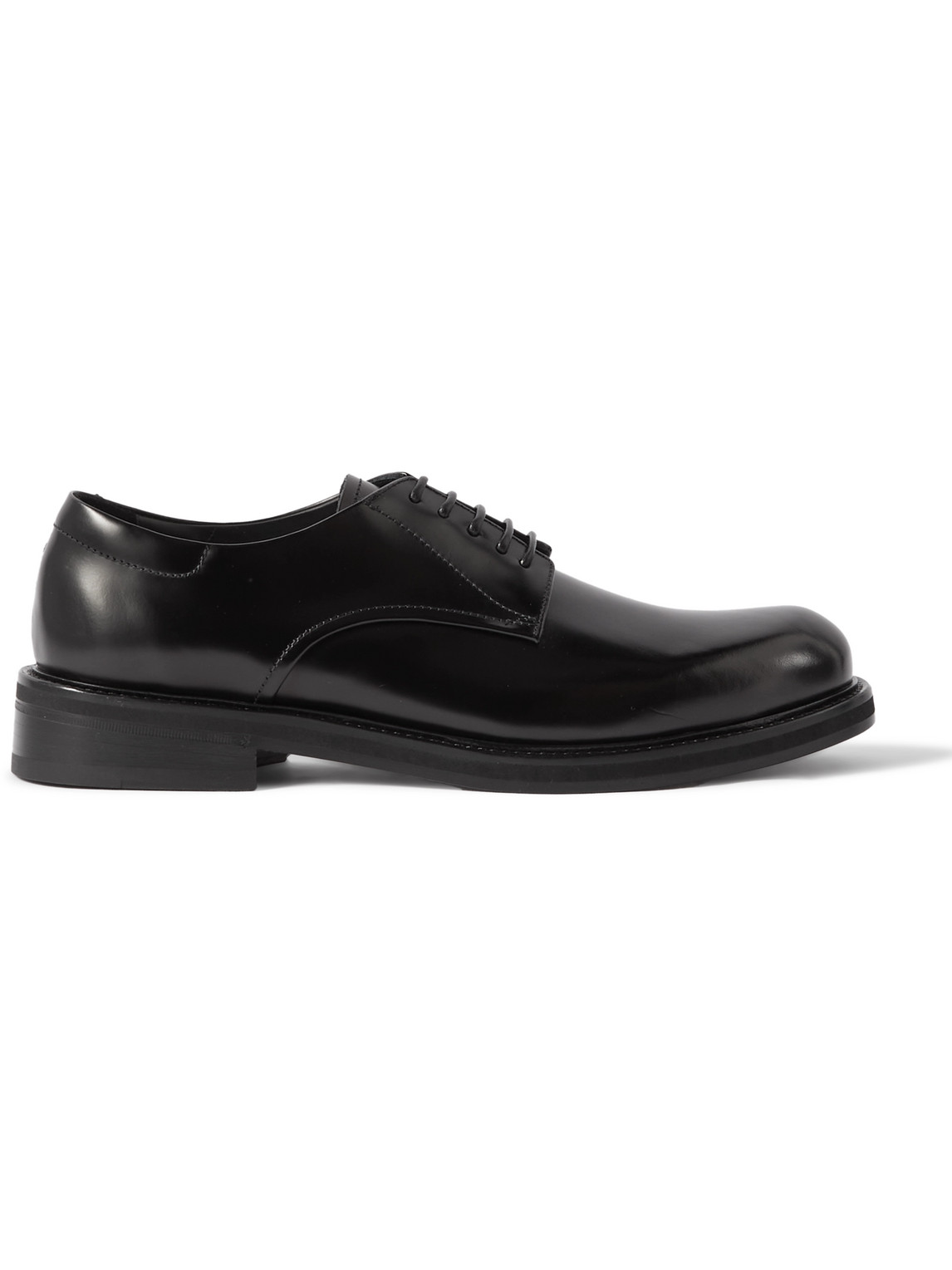 Canali Glossed-leather Derby Shoes In Black