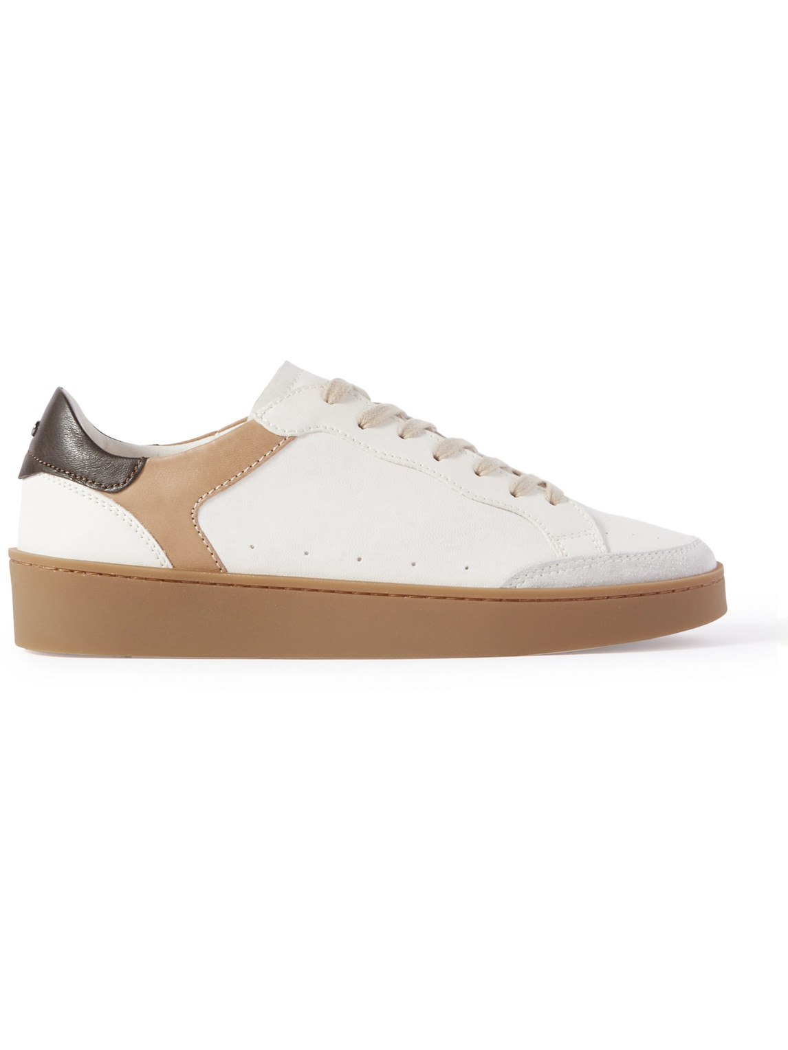Canali Suede-trimmed Leather Sneakers In Neutrals