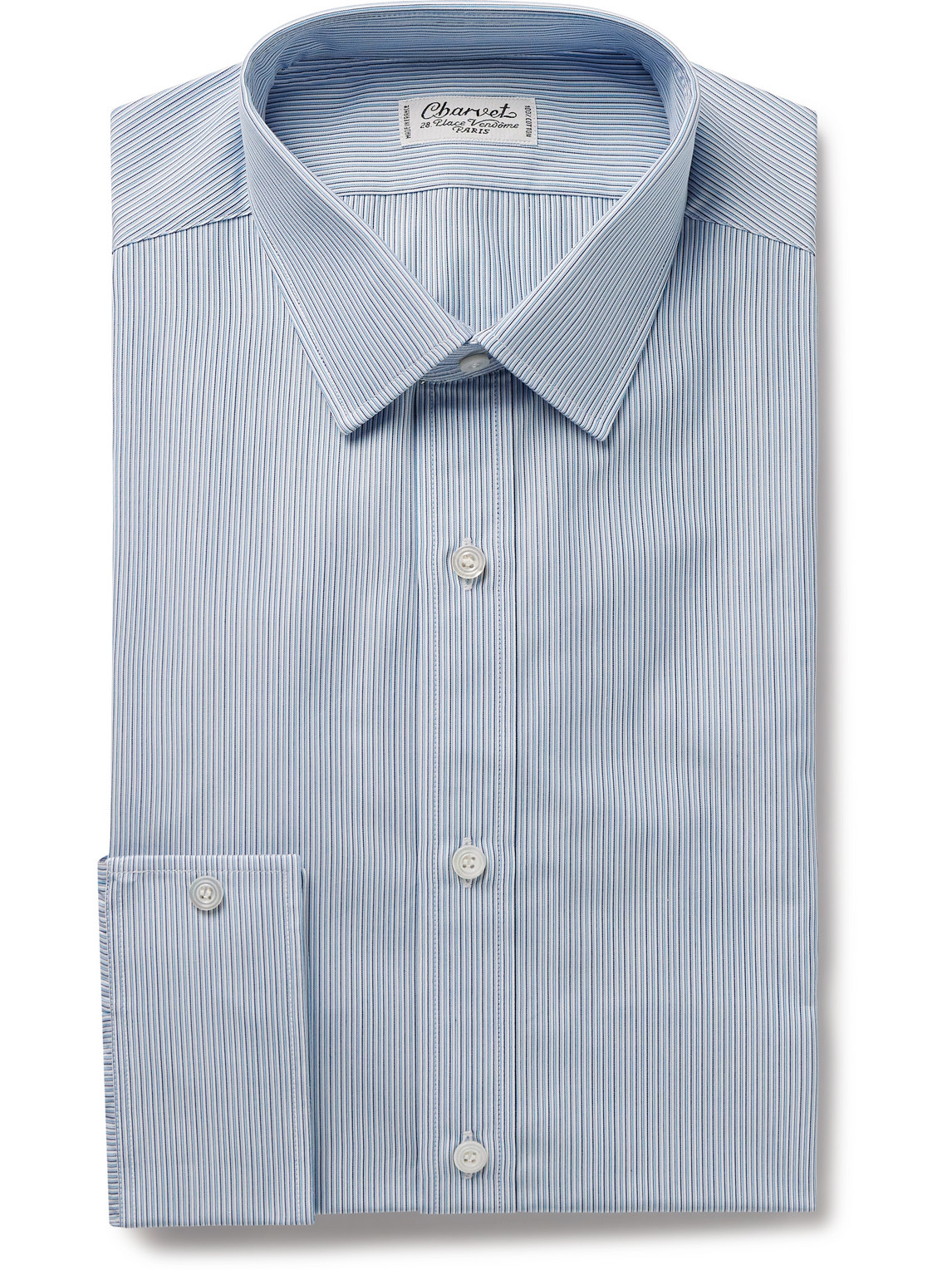 Charvet - Striped Cotton Shirt - Men - Blue - EU 44