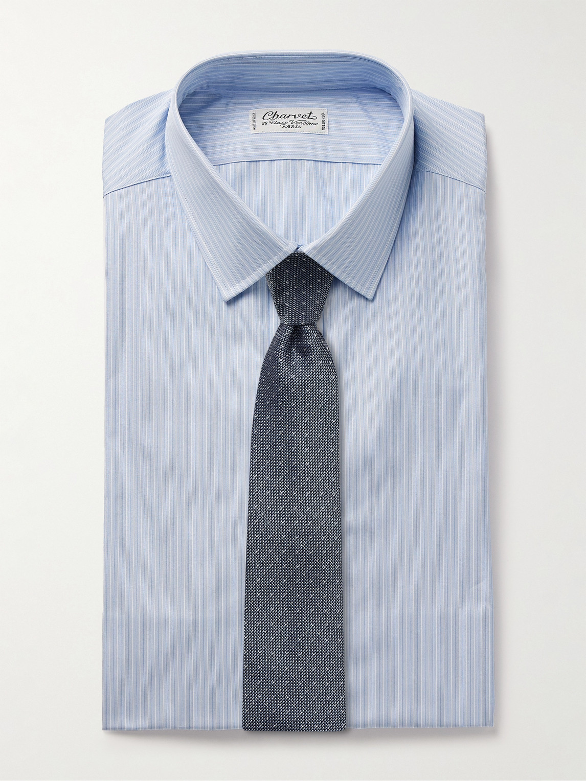Shop Charvet Striped Cotton-poplin Shirt In Blue
