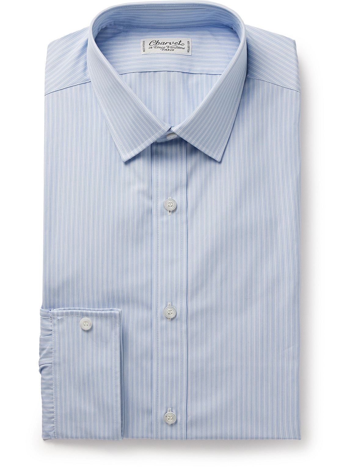 Charvet Striped Cotton-poplin Shirt In Blue