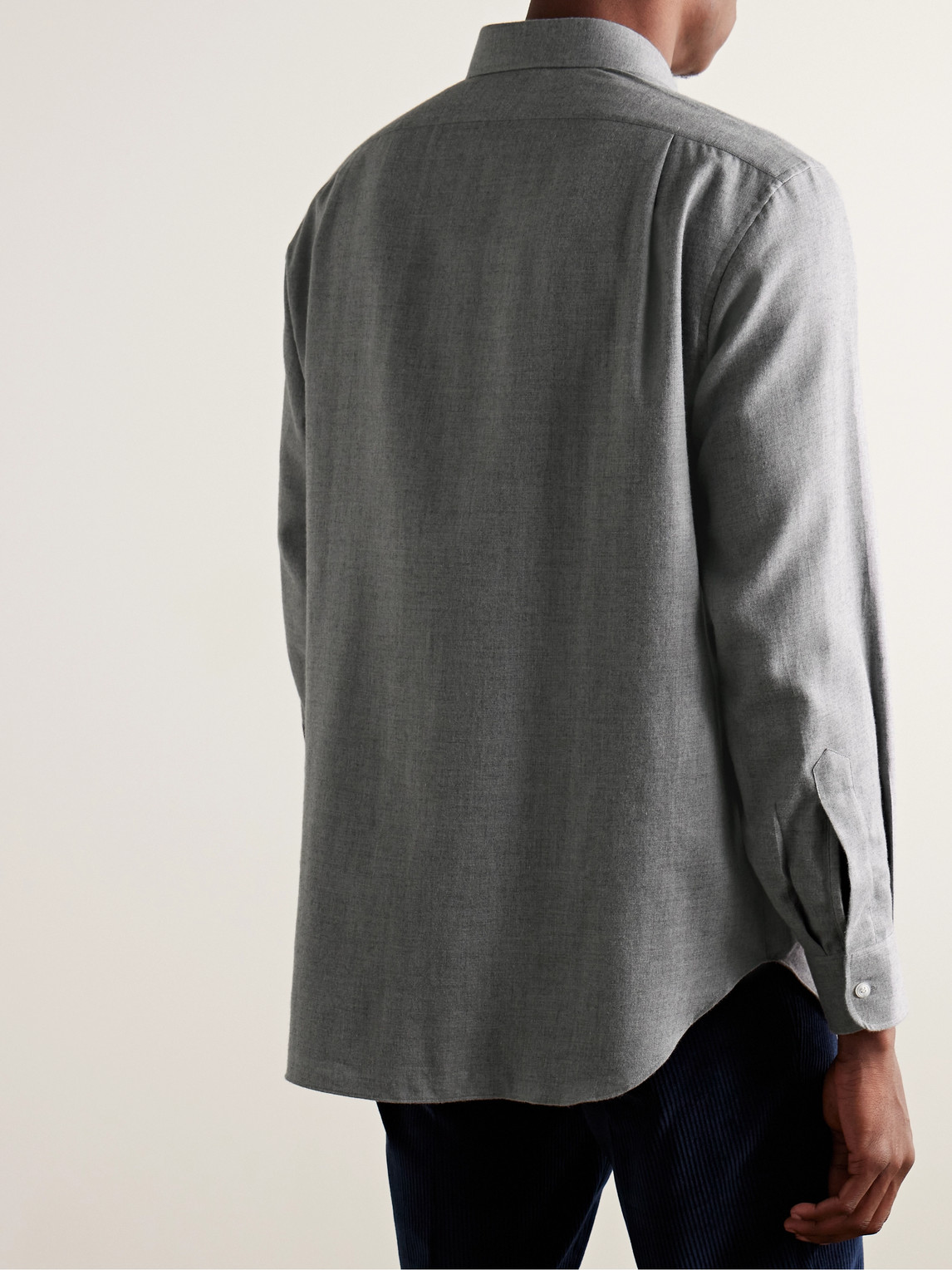 Shop Charvet Brushed Cotton And Wool-blend Shirt In Gray