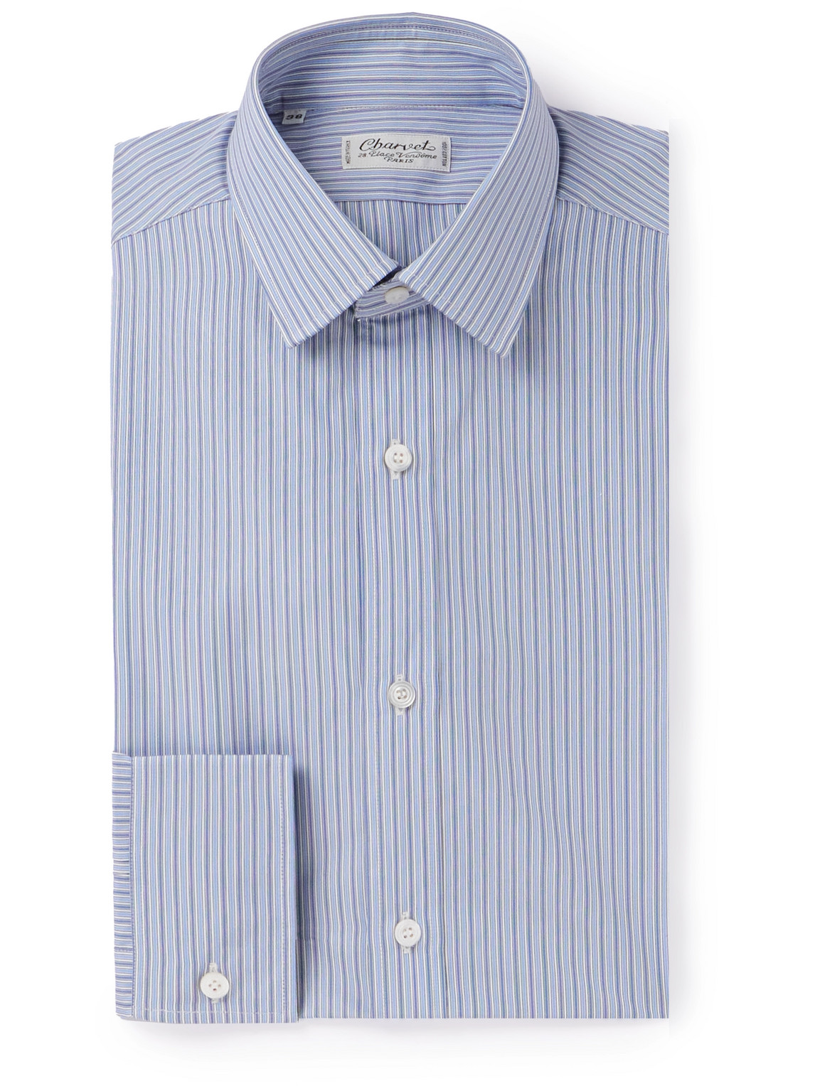 Charvet Striped Cotton Oxford Shirt In Blue