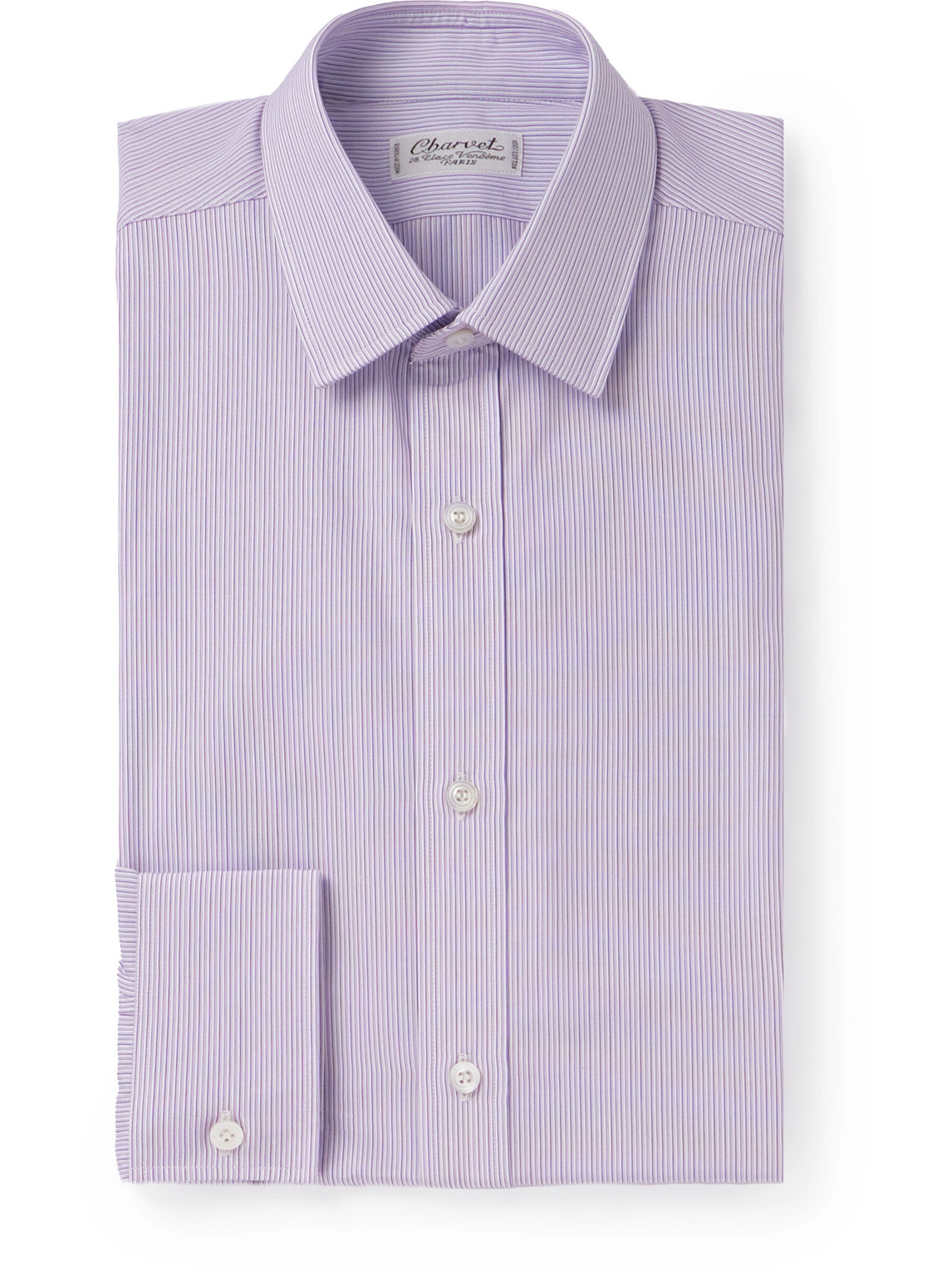 Charvet Striped Cotton Oxford Shirt In Purple