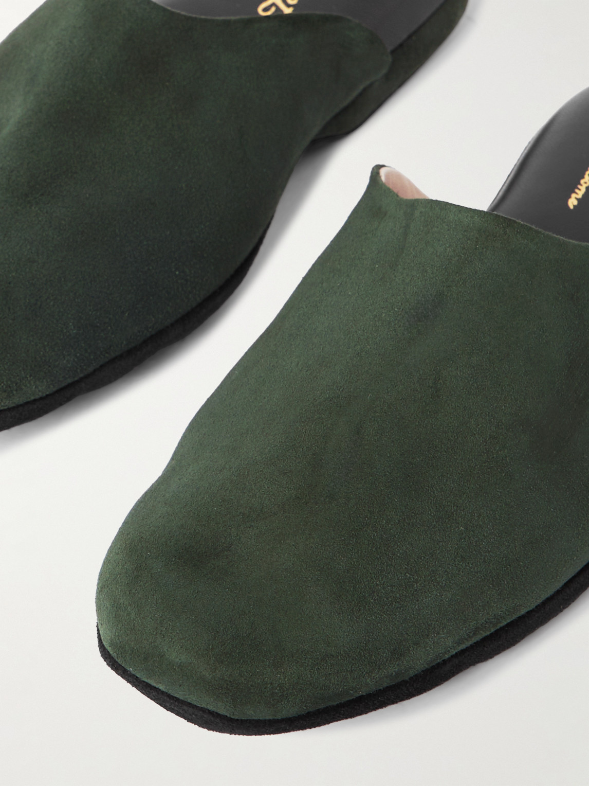 Shop Charvet Suede Slippers In Green