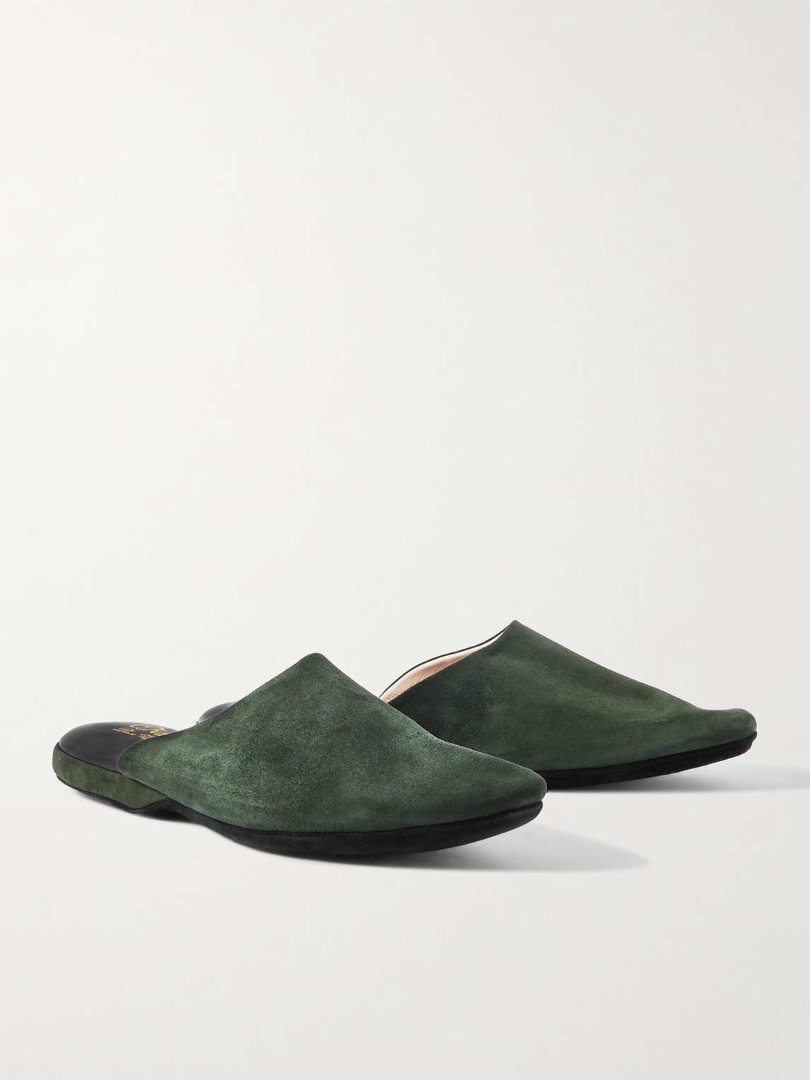 Shop Charvet Suede Slippers In Green