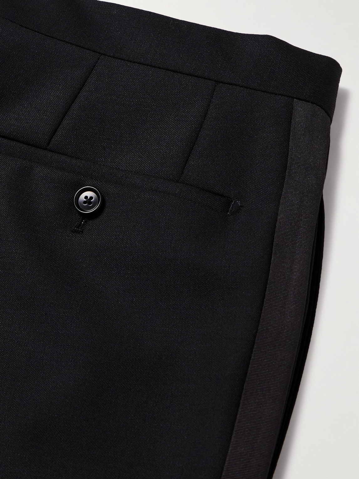 Shop De Petrillo Slim-fit Straight-leg Wool And Mohair-blend Tuxedo Trousers In Black