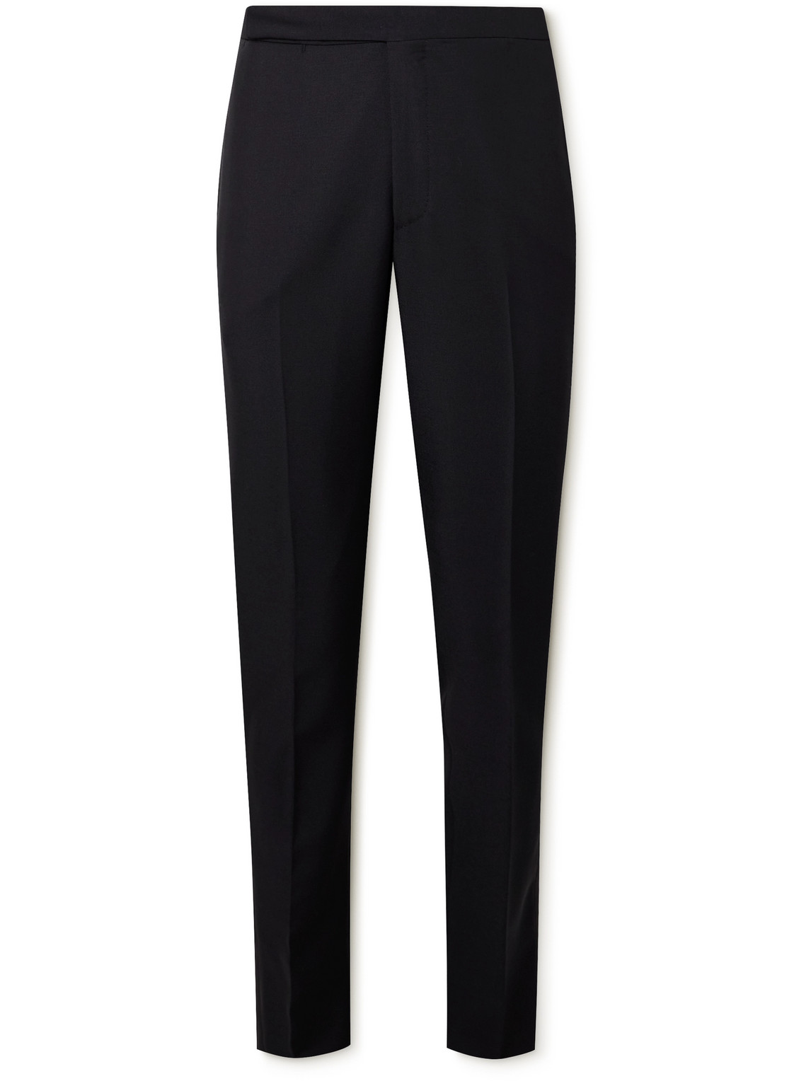De Petrillo Slim-fit Straight-leg Wool And Mohair-blend Tuxedo Trousers In Black