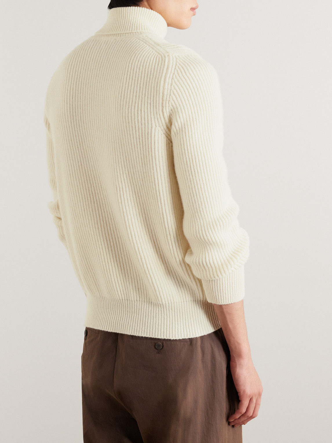 Shop De Petrillo Ribbed Merino Wool And Cashmere-blend Rollneck Sweater In Yellow
