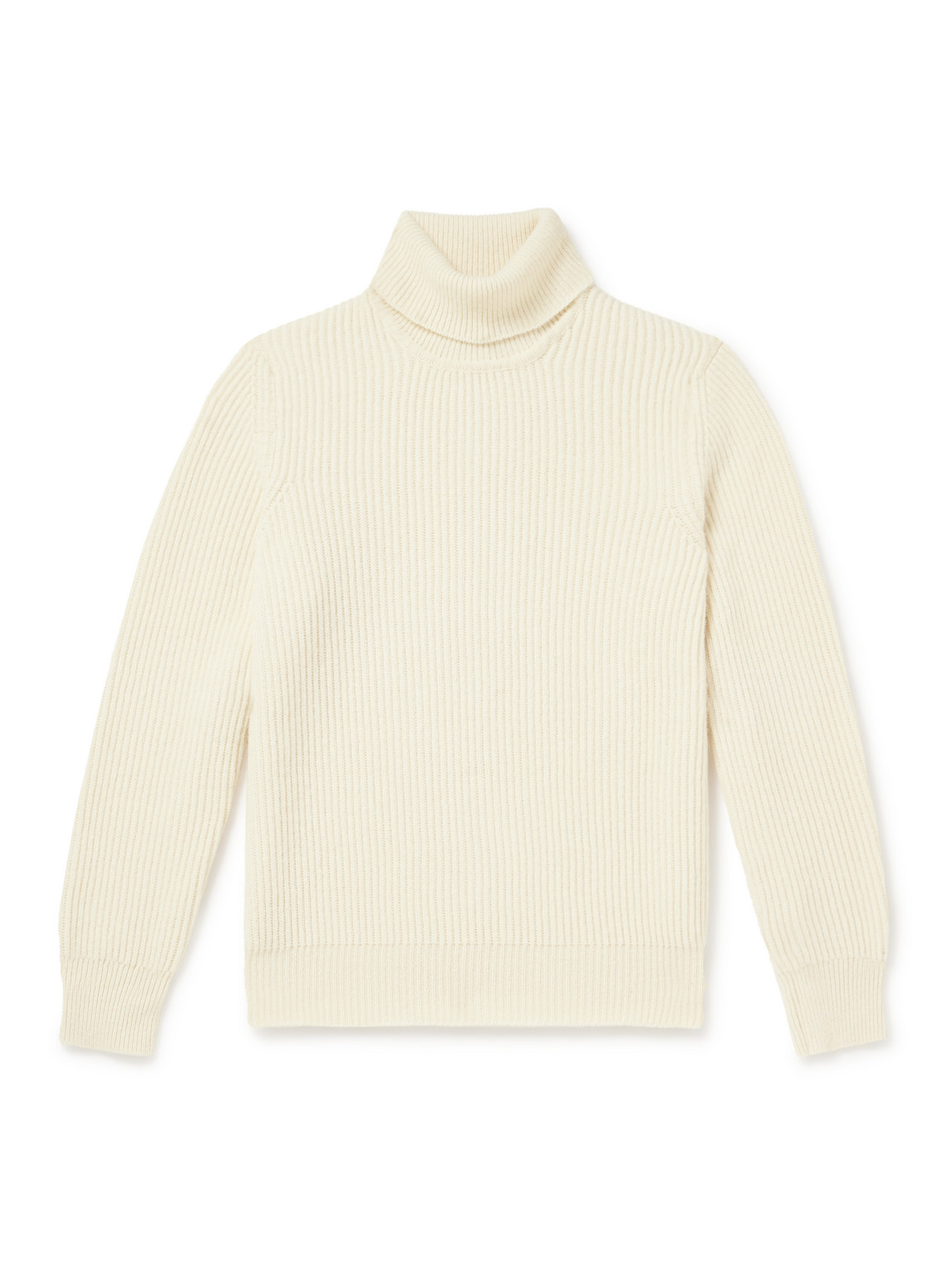 De Petrillo Ribbed Merino Wool And Cashmere-blend Rollneck Jumper In Yellow