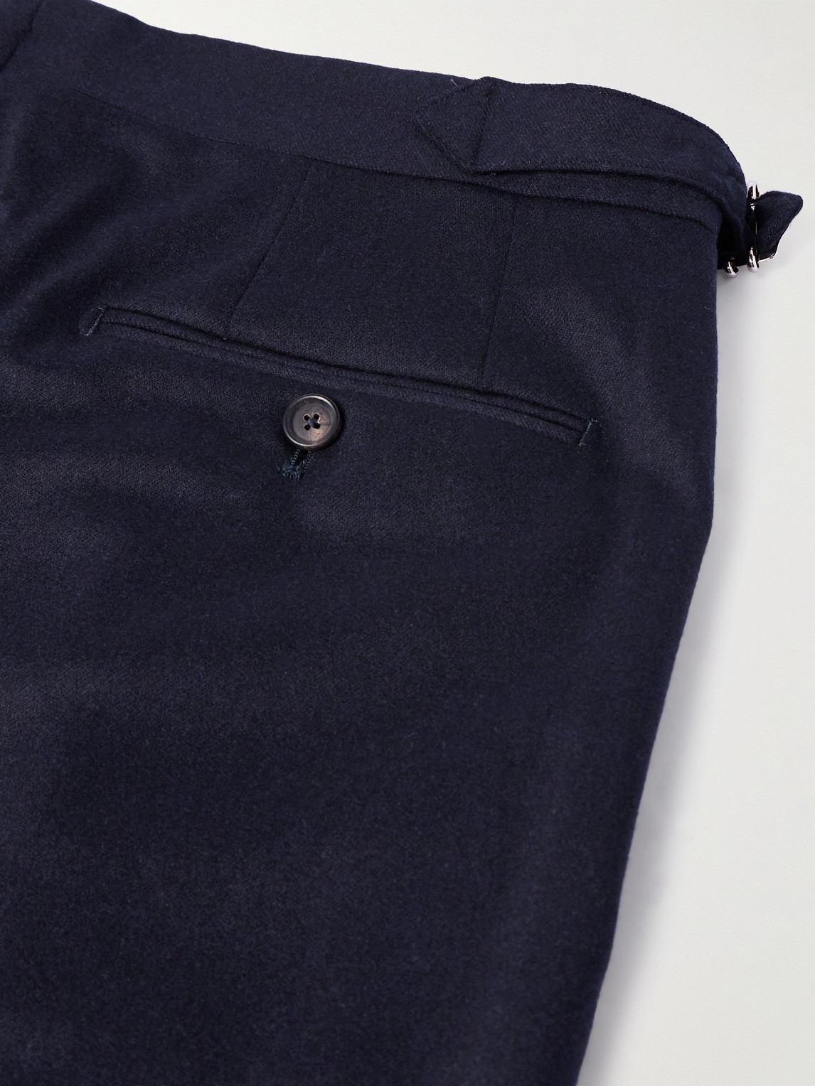 Shop De Petrillo Straight-leg Pleated Wool-blend Flannel Suit Trousers In Blue