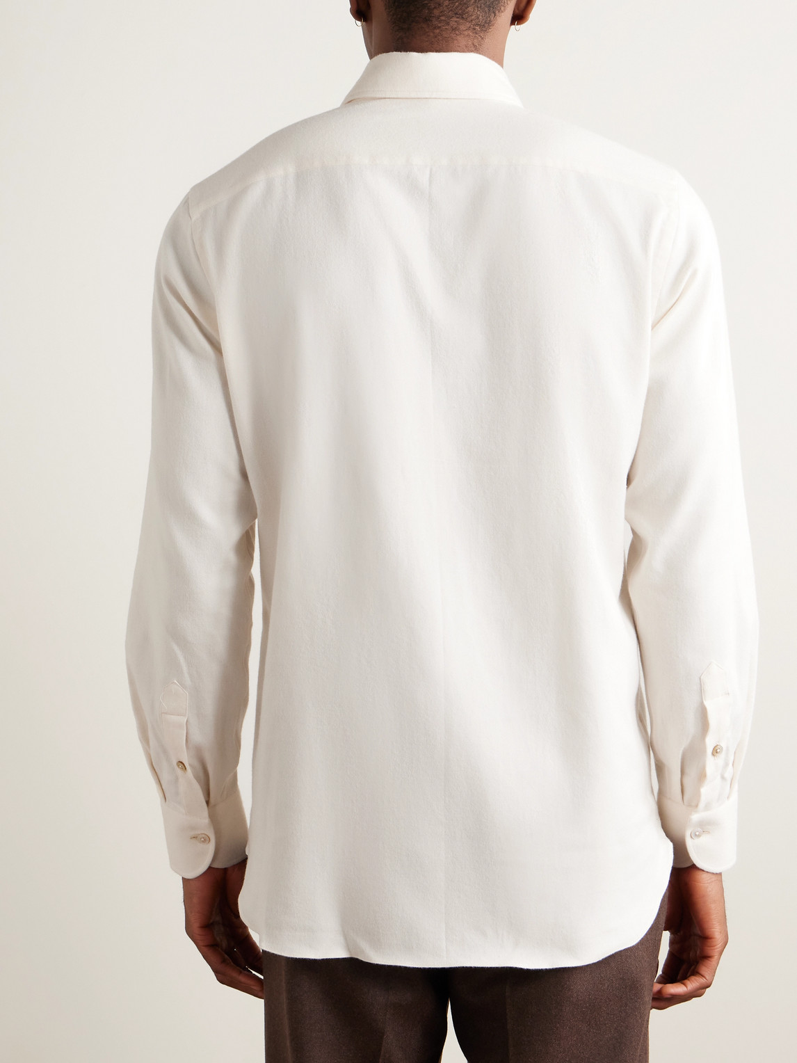 Shop De Petrillo Brushed Cotton-twill Shirt In White