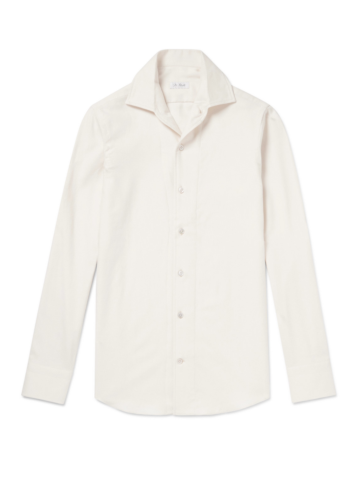 De Petrillo Brushed Cotton-twill Shirt In White