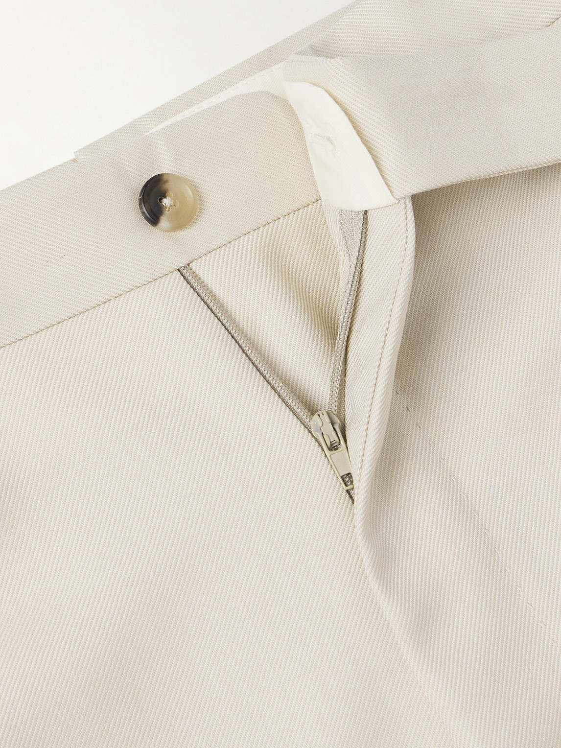 Shop De Petrillo Slim-fit Pleated Wool-twill Trousers In White