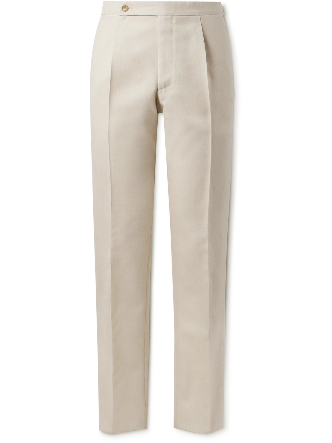 De Petrillo Slim-fit Pleated Wool-twill Trousers In White