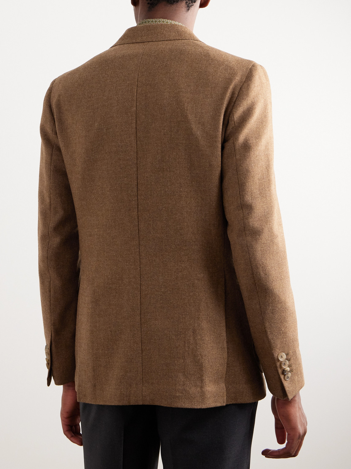 Shop De Petrillo Slim-fit Unstructured Wool And Cashmere-blend Blazer In Brown