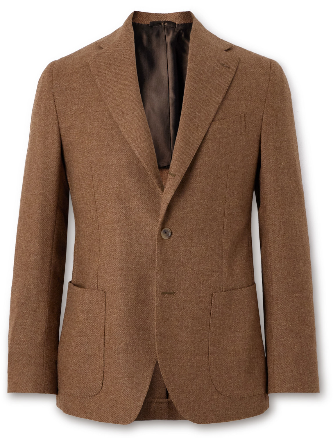 De Petrillo Slim-fit Unstructured Wool And Cashmere-blend Blazer In Brown