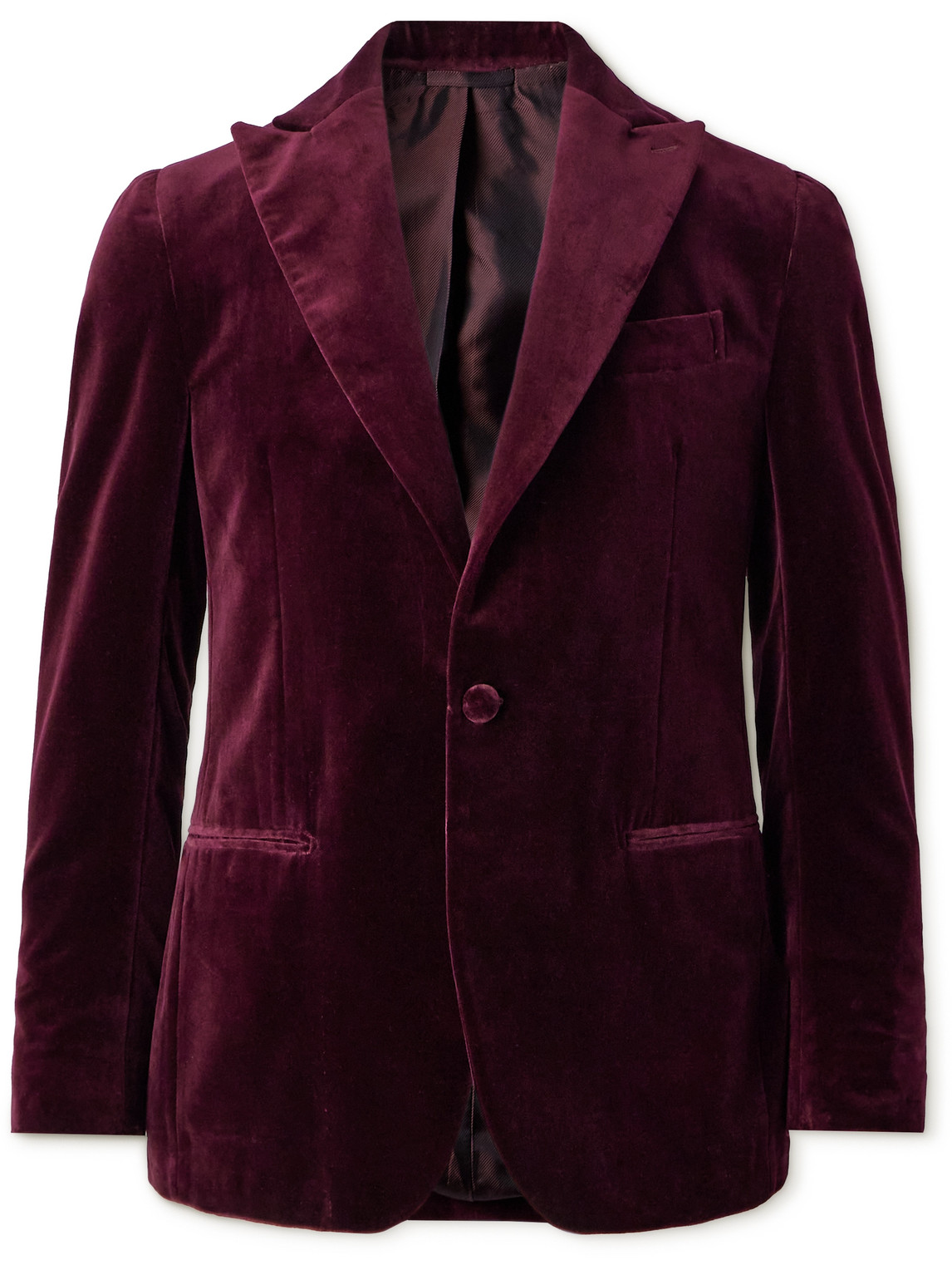 De Petrillo Bovio Cotton-velvet Tuxedo Jacket In Burgundy