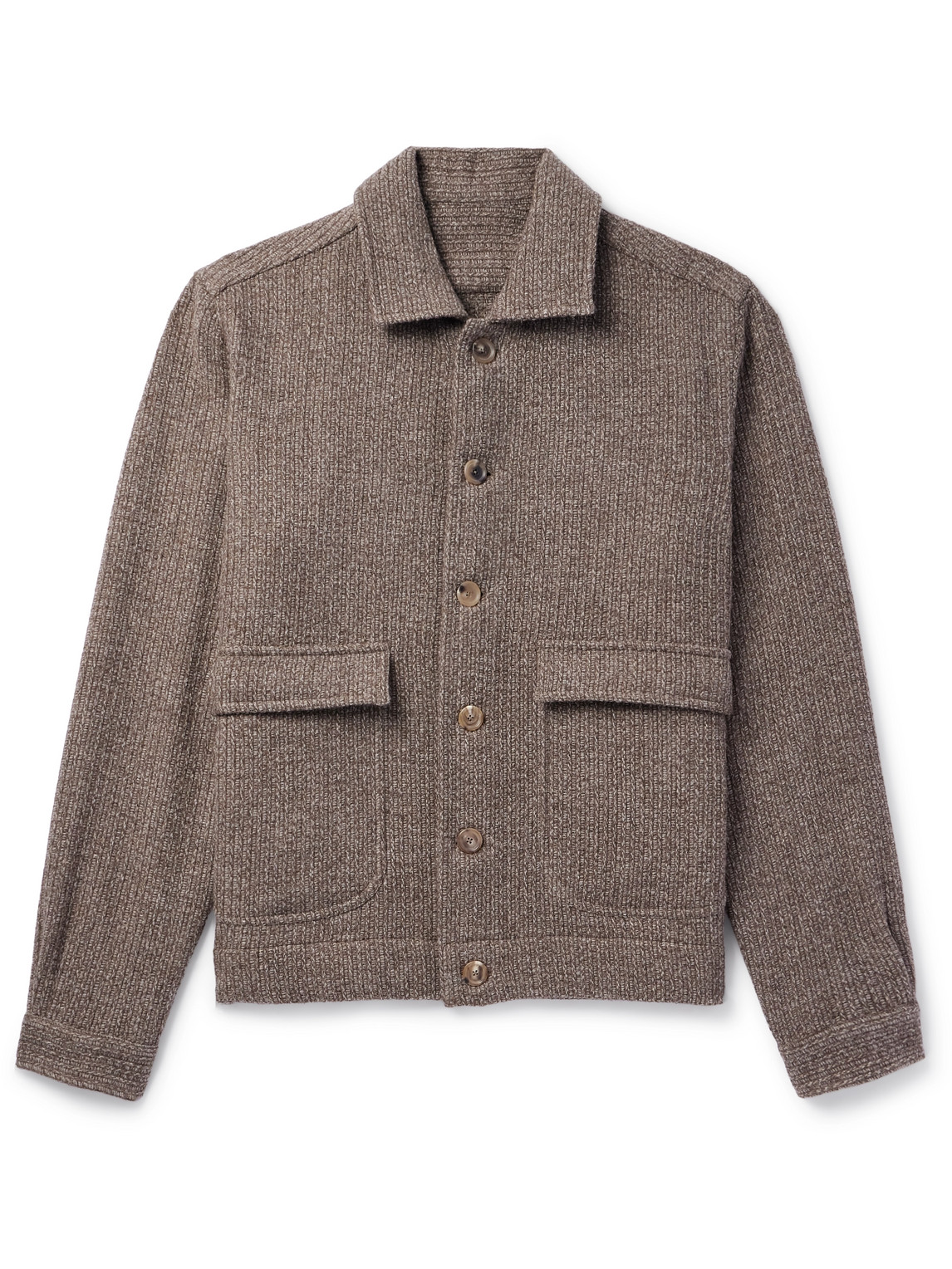 De Petrillo Wool And Cashmere-blend Shirt Jacket In Neutrals