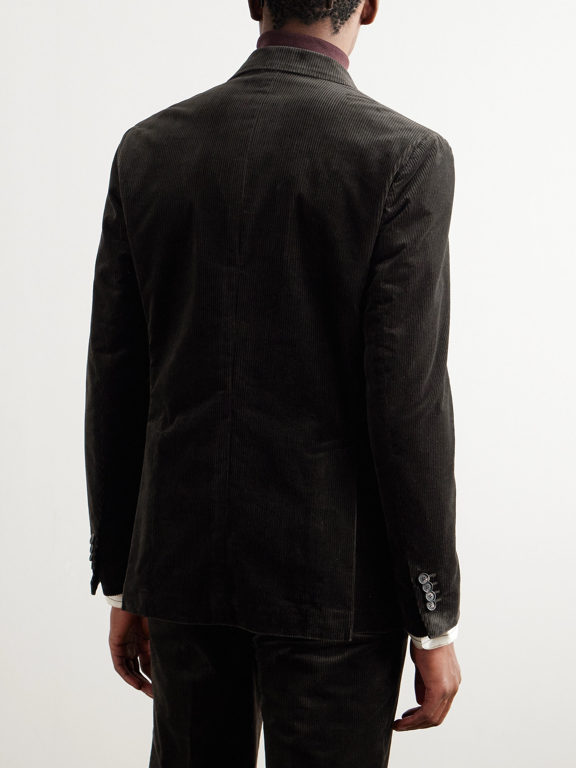 Shop De Petrillo Slim-fit Cotton Corduroy Suit Jacket In Brown