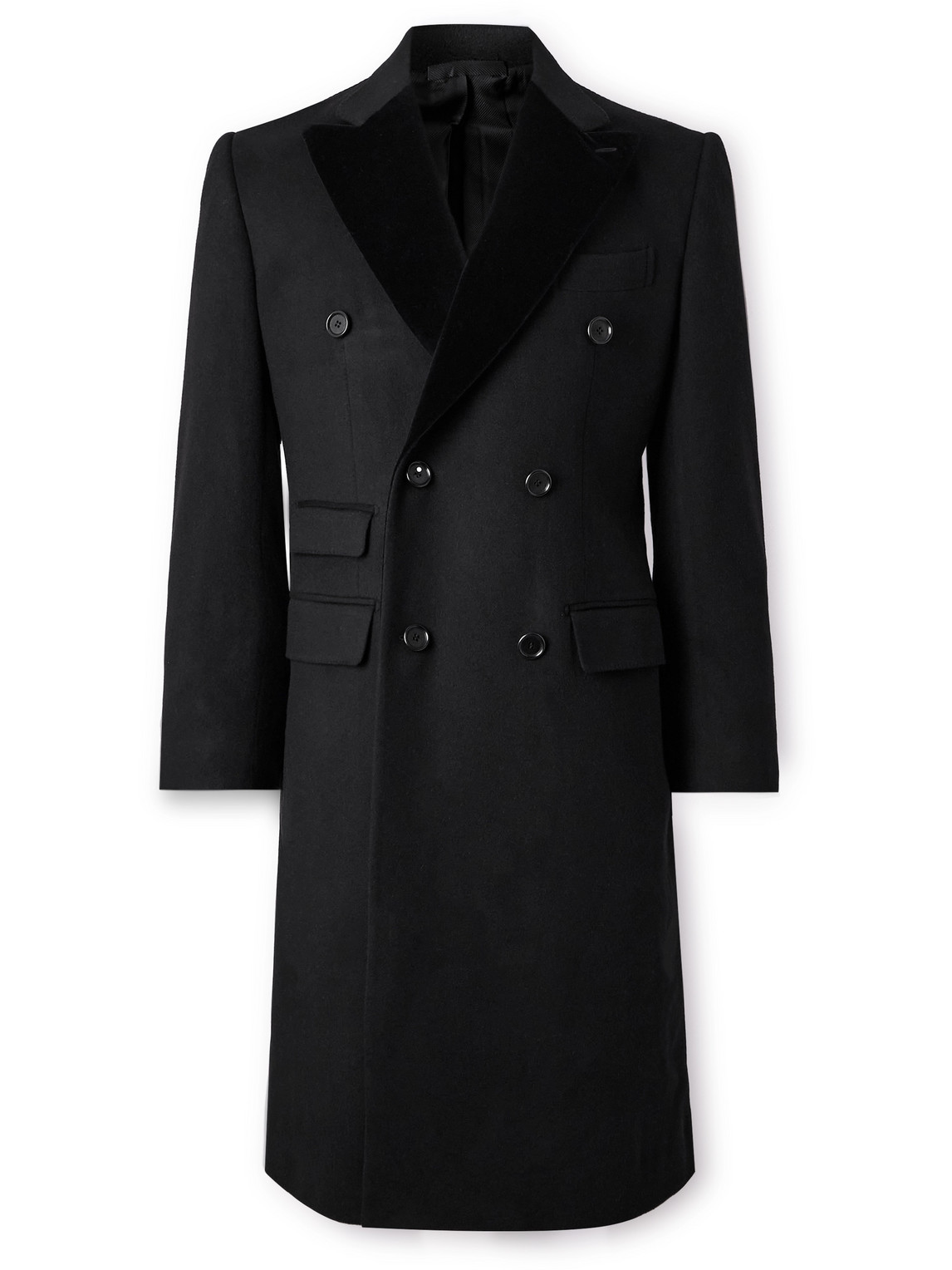 De Petrillo Double-breasted Wool And Cashmere-blend Coat In Black