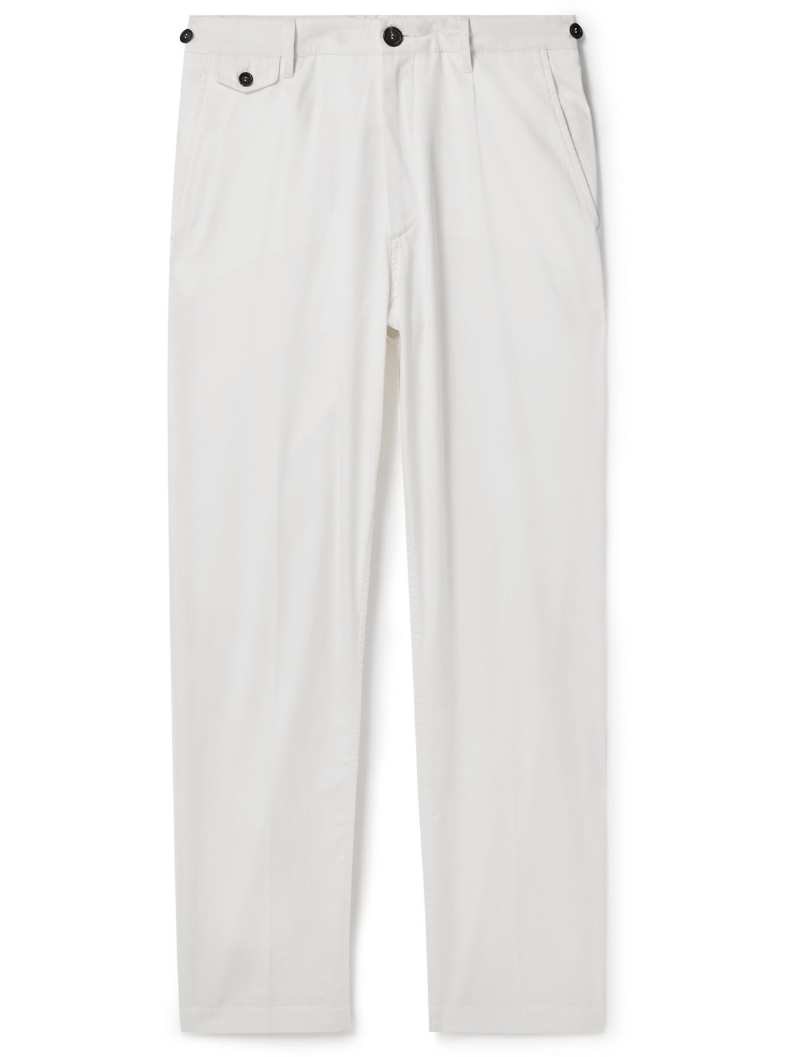 Dunhill Straight-leg Pleated Cotton-blend Chinos In White
