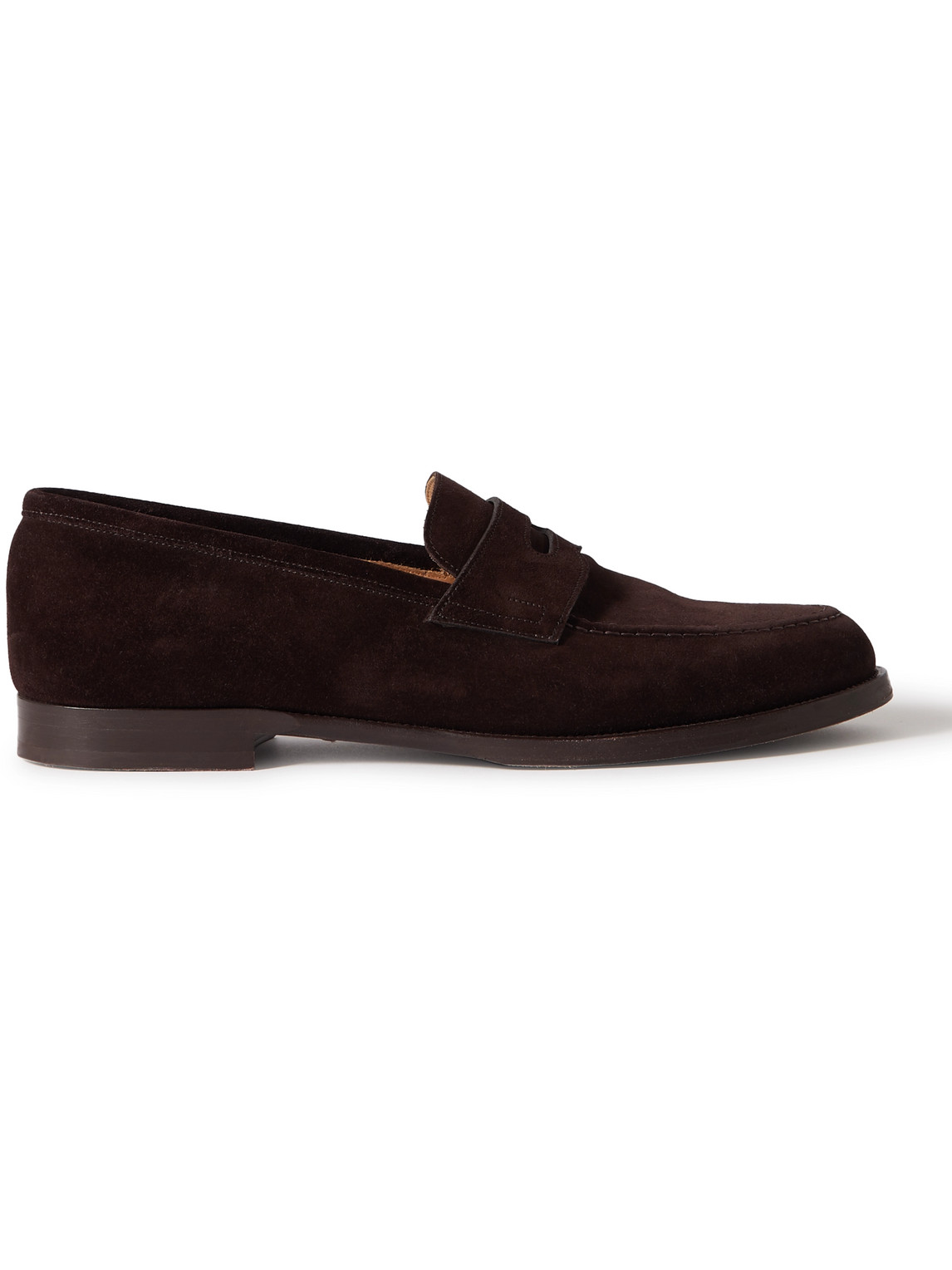 Shop Dunhill Audley Suede Penny Loafers In Brown