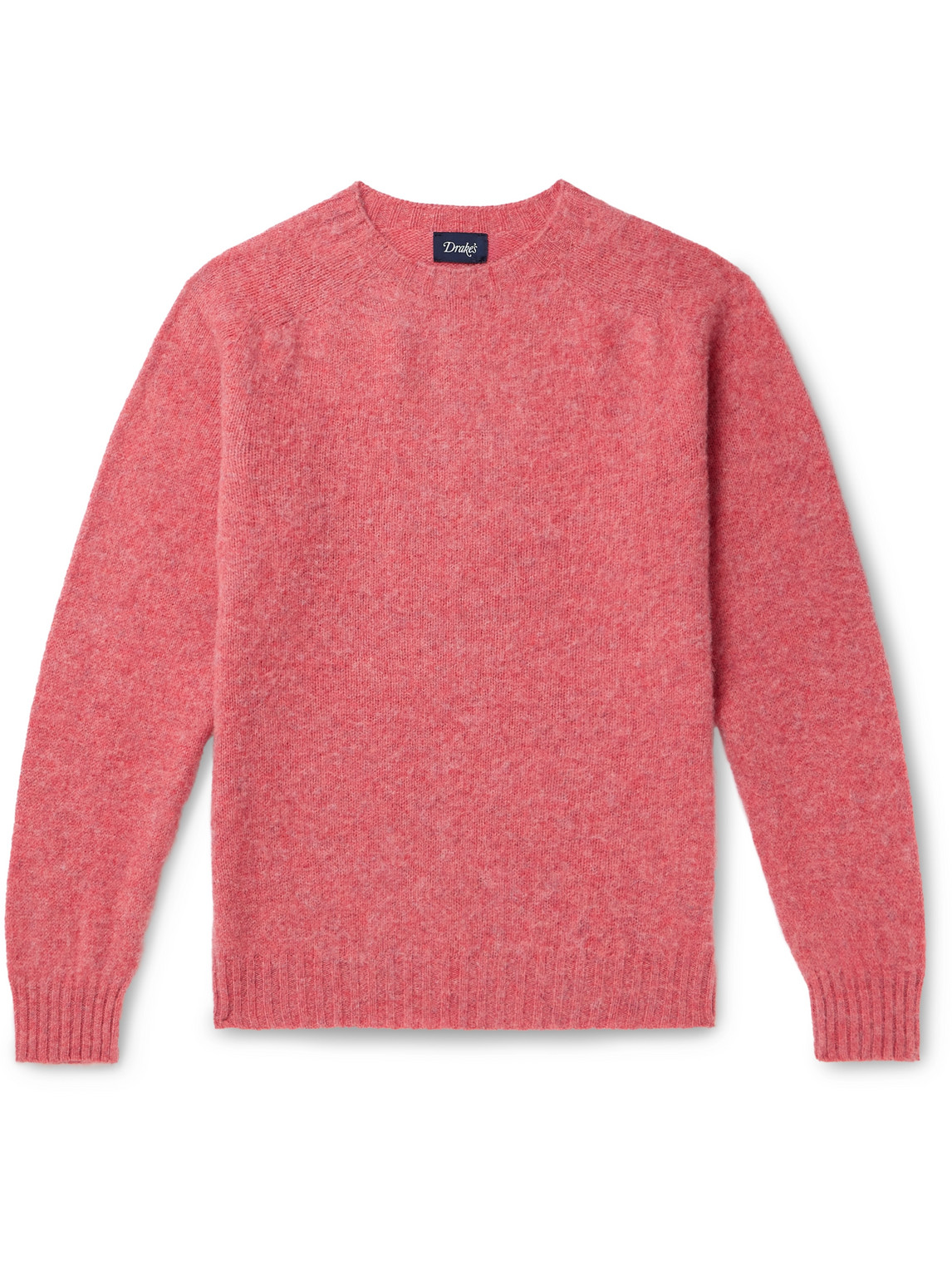 Drake's Brushed Virgin Shetland Wool Sweater In Pink