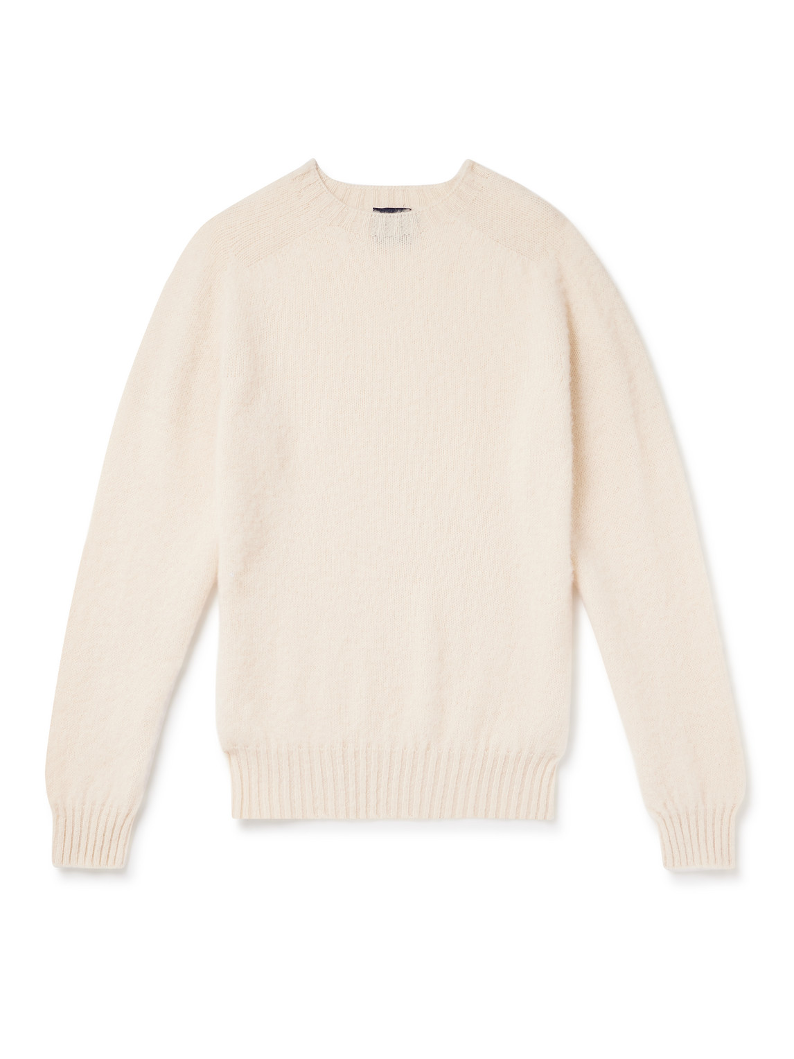 Drake's Brushed Shetland Wool Sweater In Neutrals