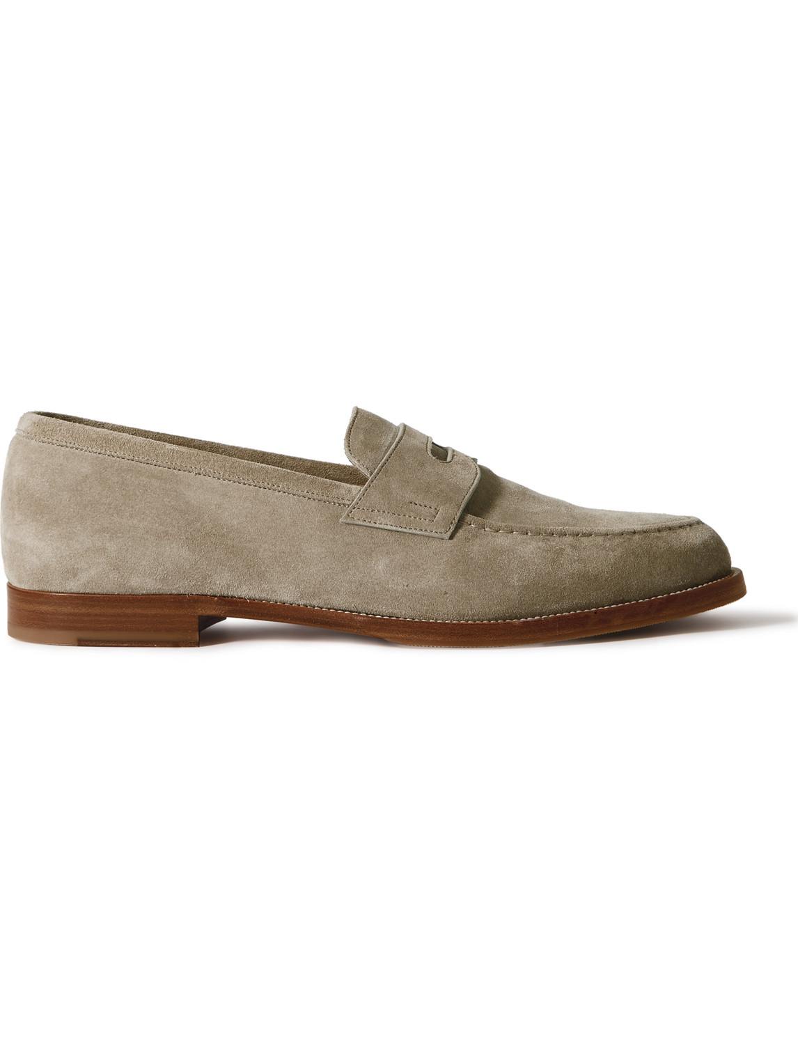 Dunhill Audley Suede Penny Loafers In Neutrals